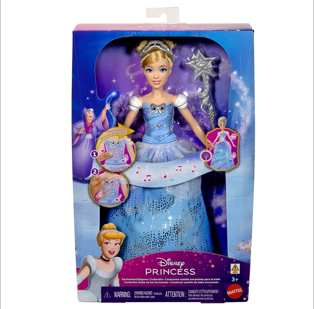 正版 Disney Princess Cinderella 灰姑娘仙履奇緣魔法發光音樂公仔 魔法棒互動女童玩具