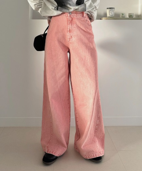 復古洗水闊腳牛仔褲【JP007】