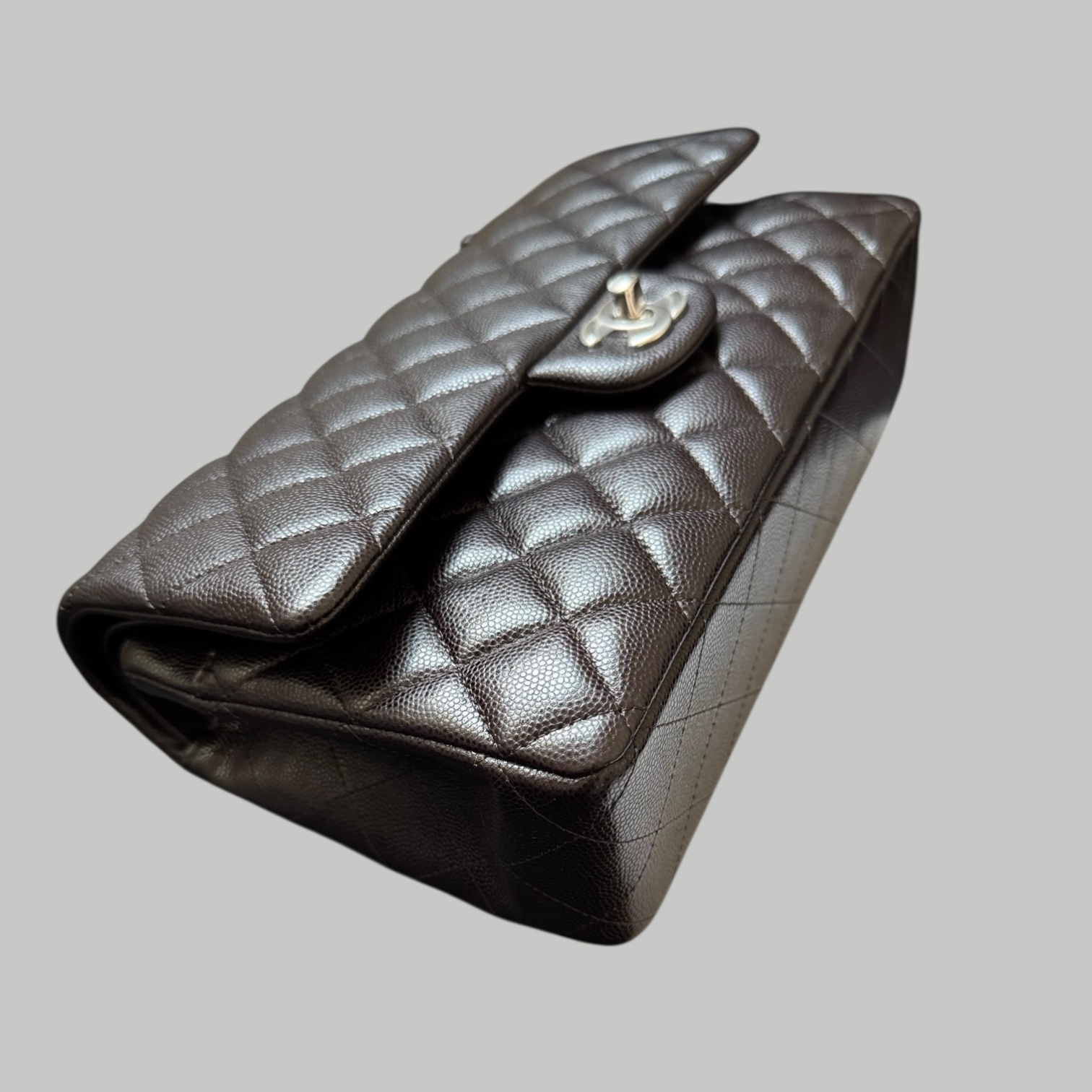 Chanel Caviar CF25 朱古力啡銀扣