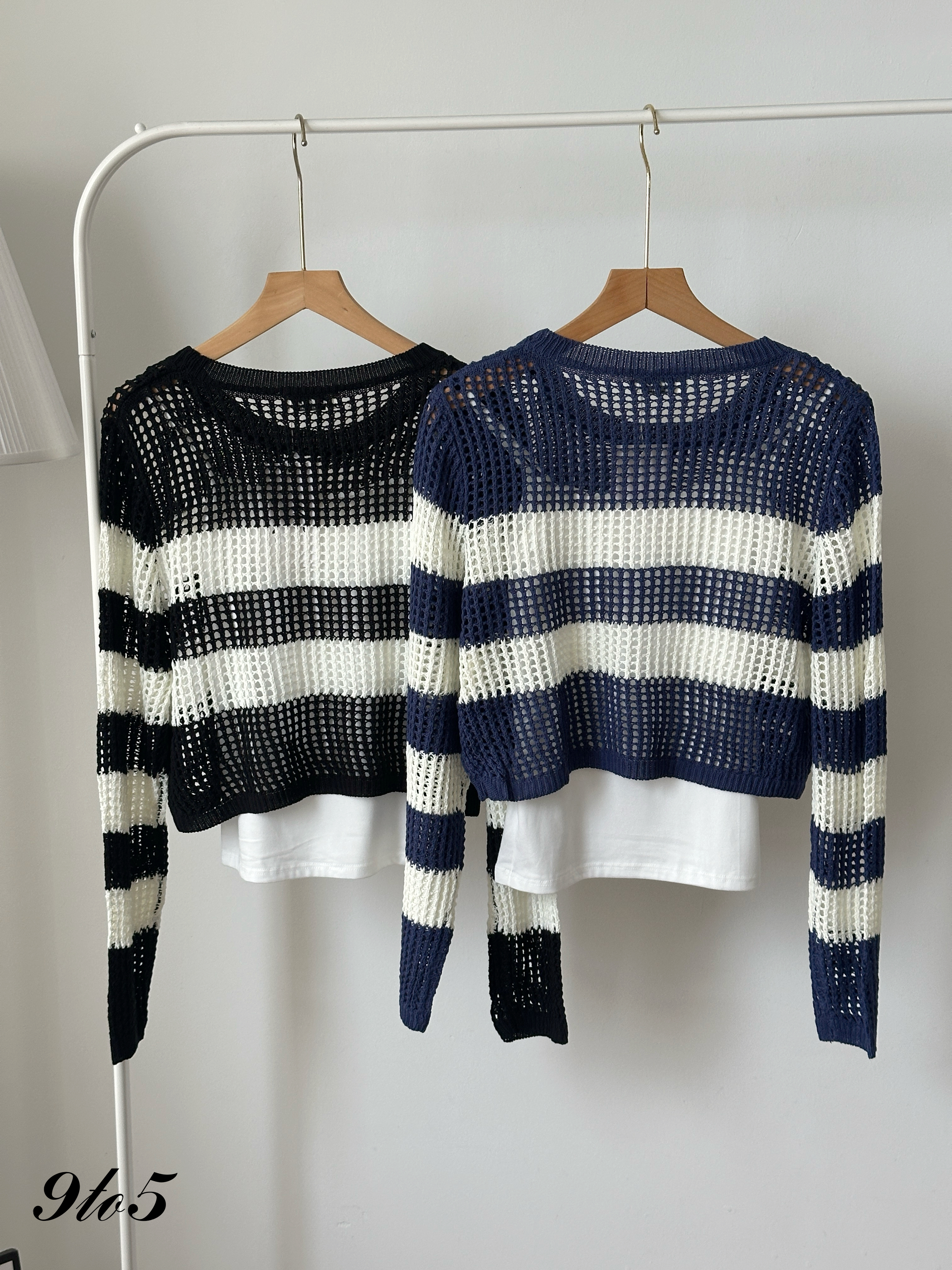 T4446 Long Sleeve Crochet Sweater- 5 Colors 