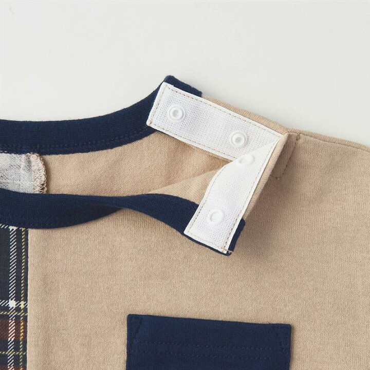 🇯🇵預訂 日本直送🇯🇵兩色格紋拼布口袋長袖上衣