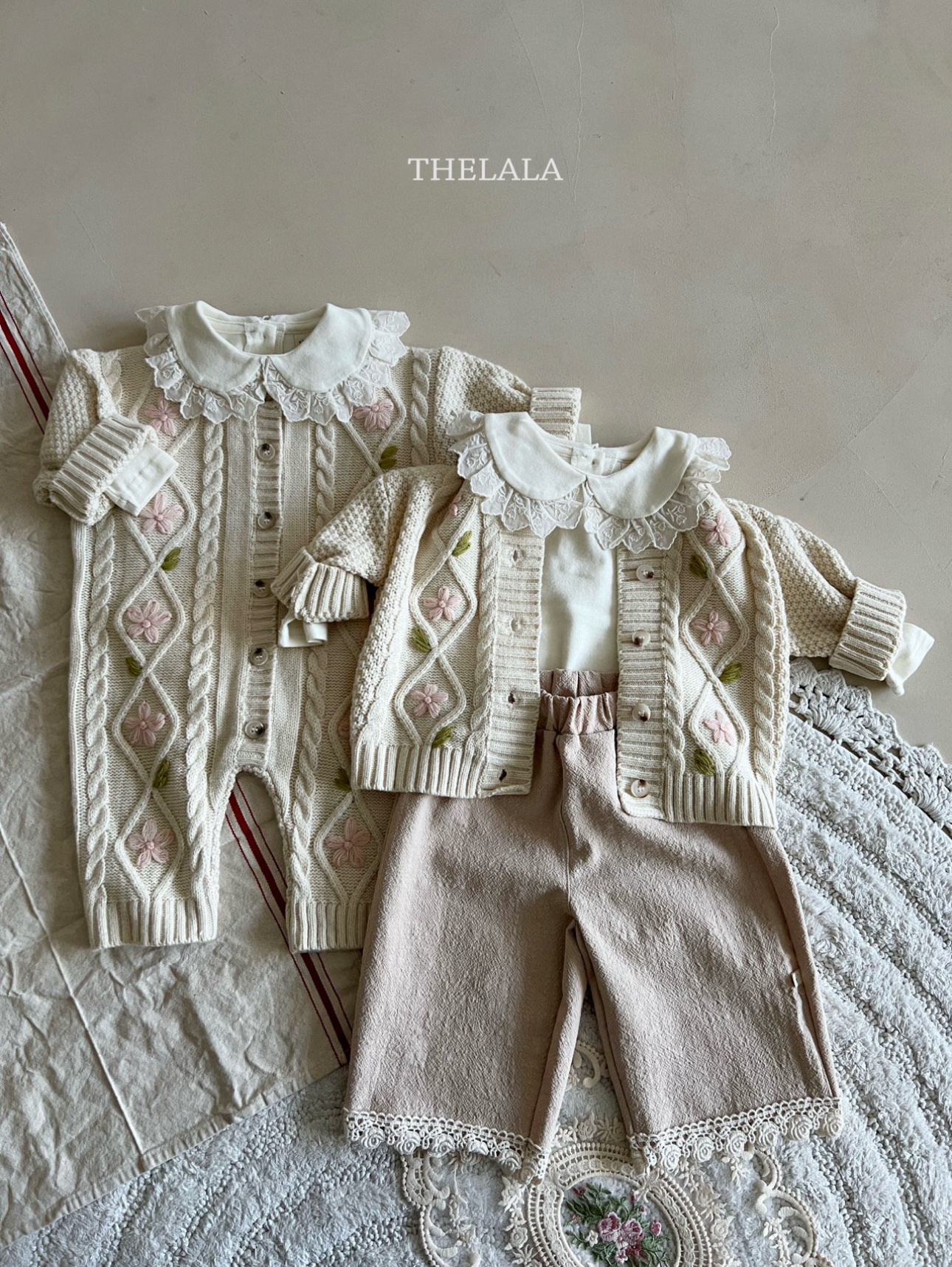 🌸預訂 韓國直送🌸🇰🇷THELALA花卉繡線麻花針織長袖連身服