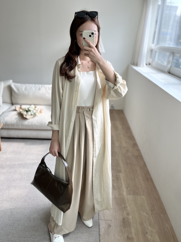 Asymmetric Wrap-Line Slacks (Beige)