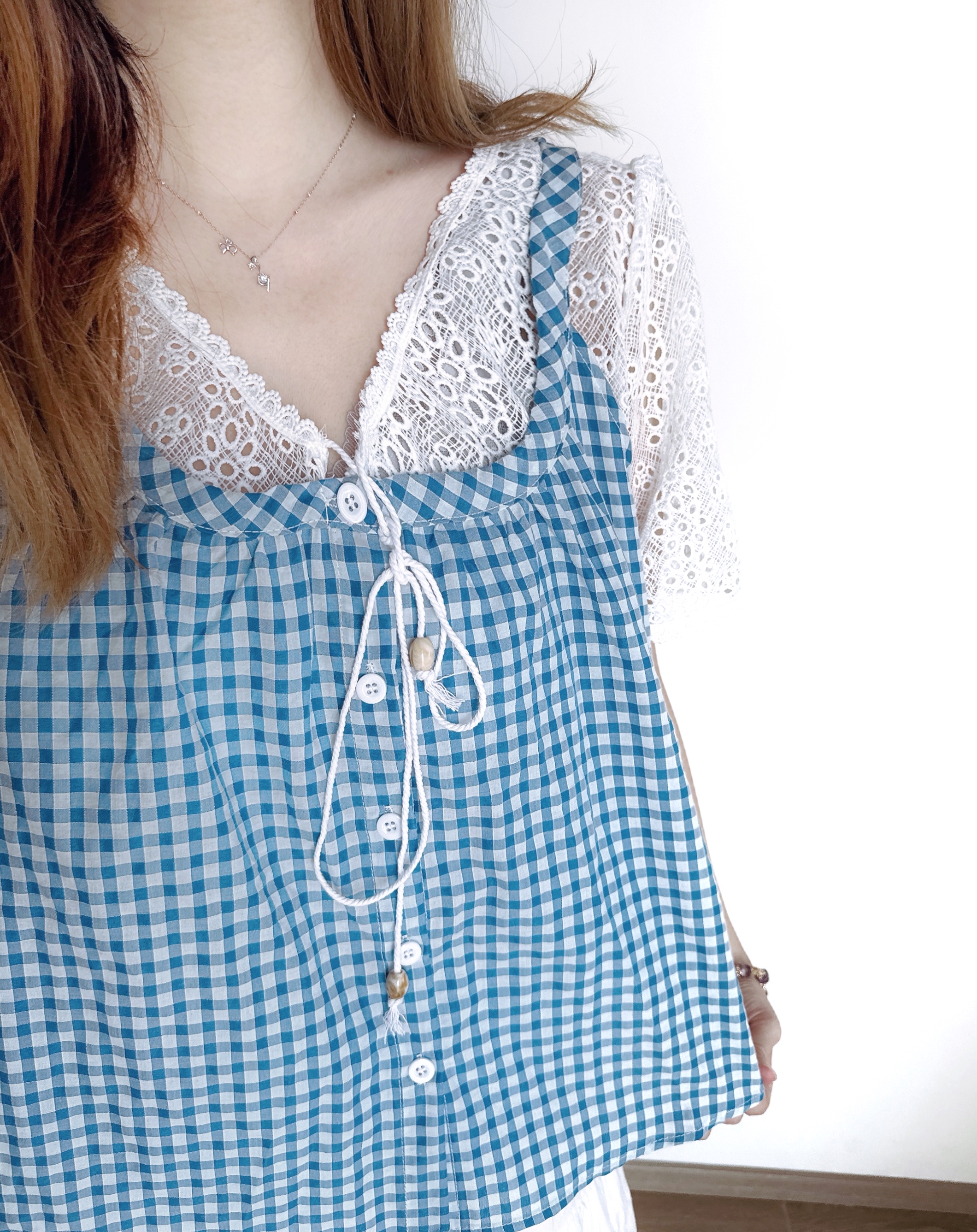 🌼初春優惠🍀 假兩件吊帶格仔Top