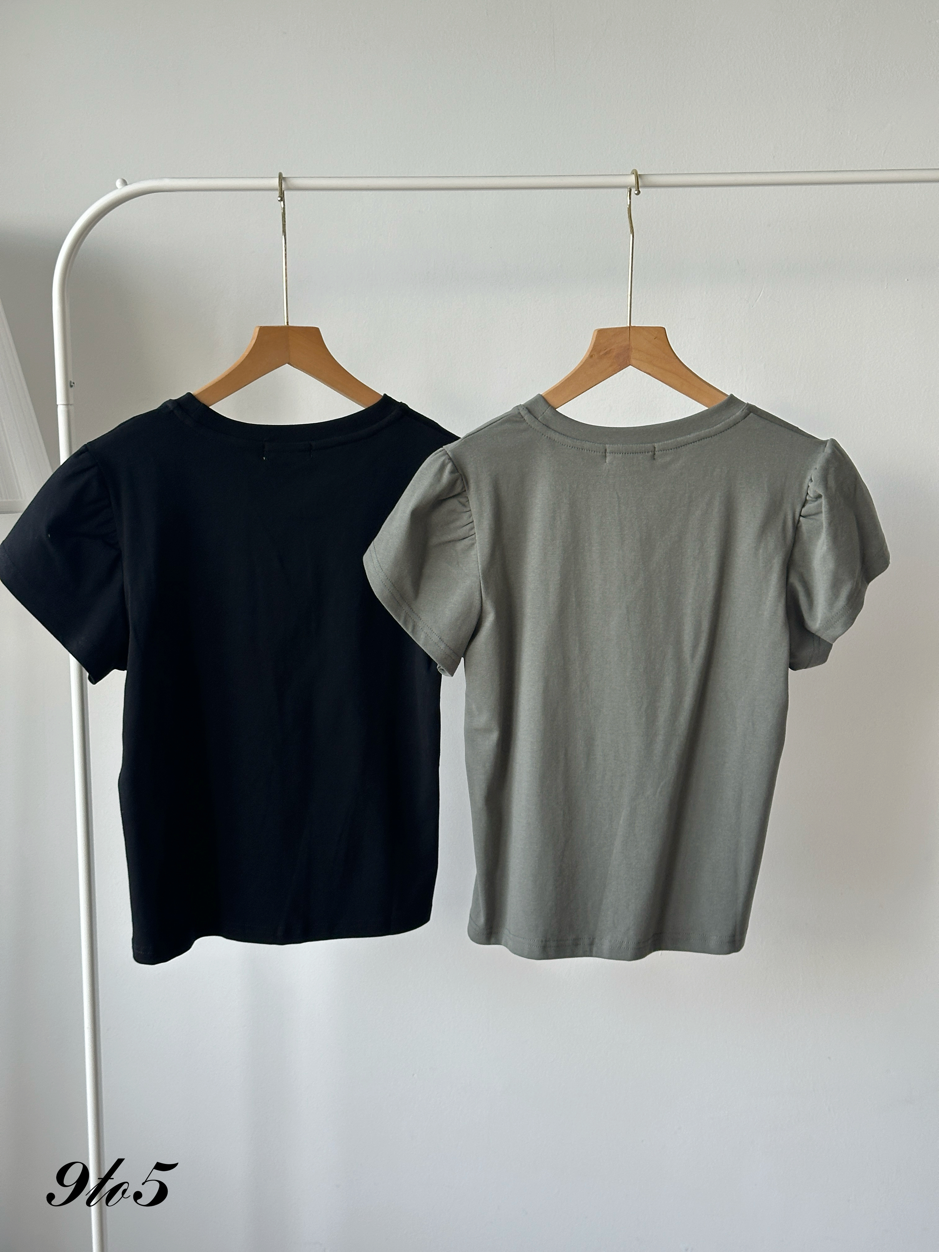 T4340 Puff Sleeve Plain Top - 5 Colors 