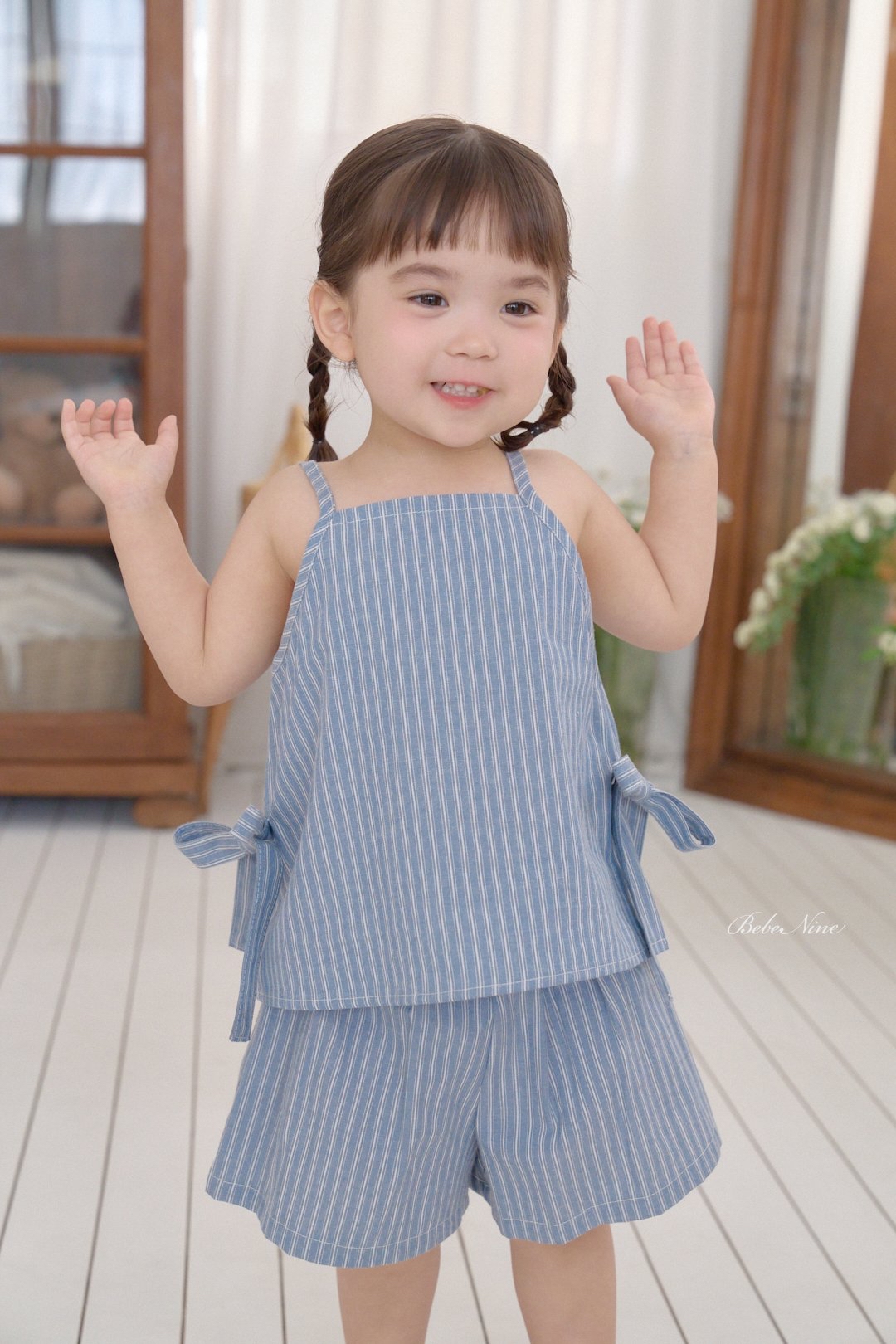 ☀️預訂 韓國直送☀️🇰🇷Bebenine兩色緞帶條紋純棉吊帶上下套裝