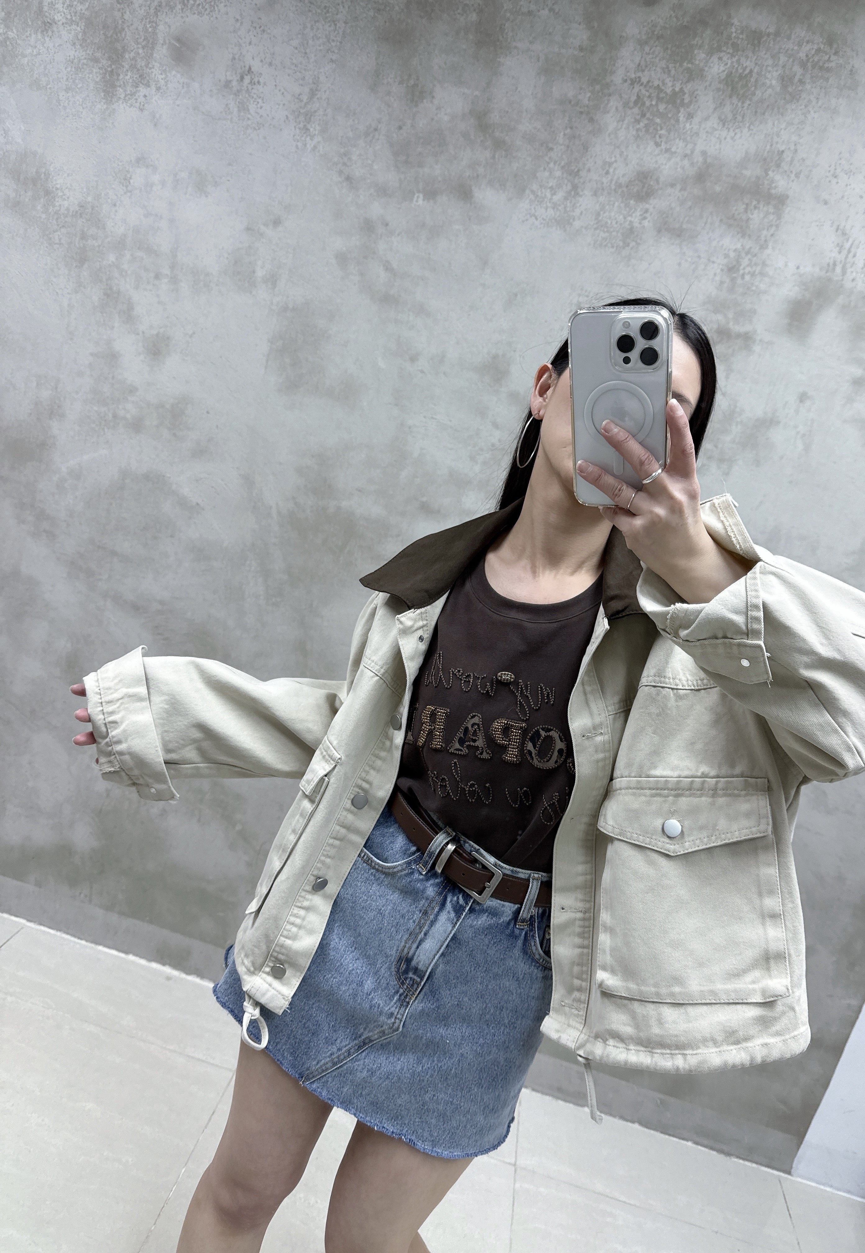 立體英文珠豹紋Tee