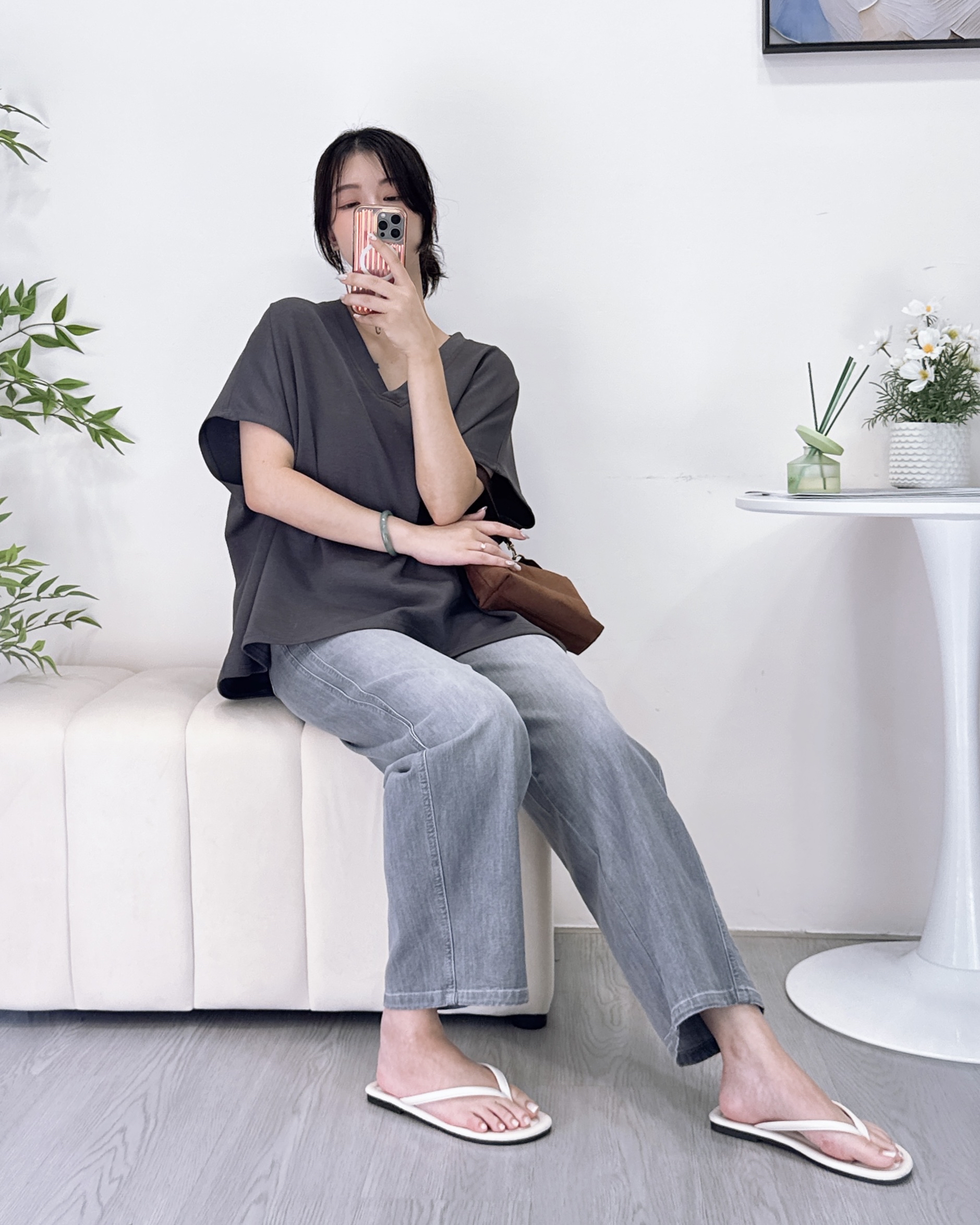 全橡筋腰柔軟薄闊牛 2色