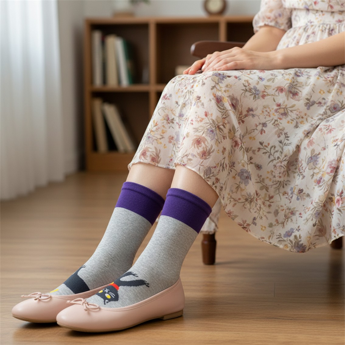 【日本製】人氣拼合完整貓貓抗菌防臭襪
