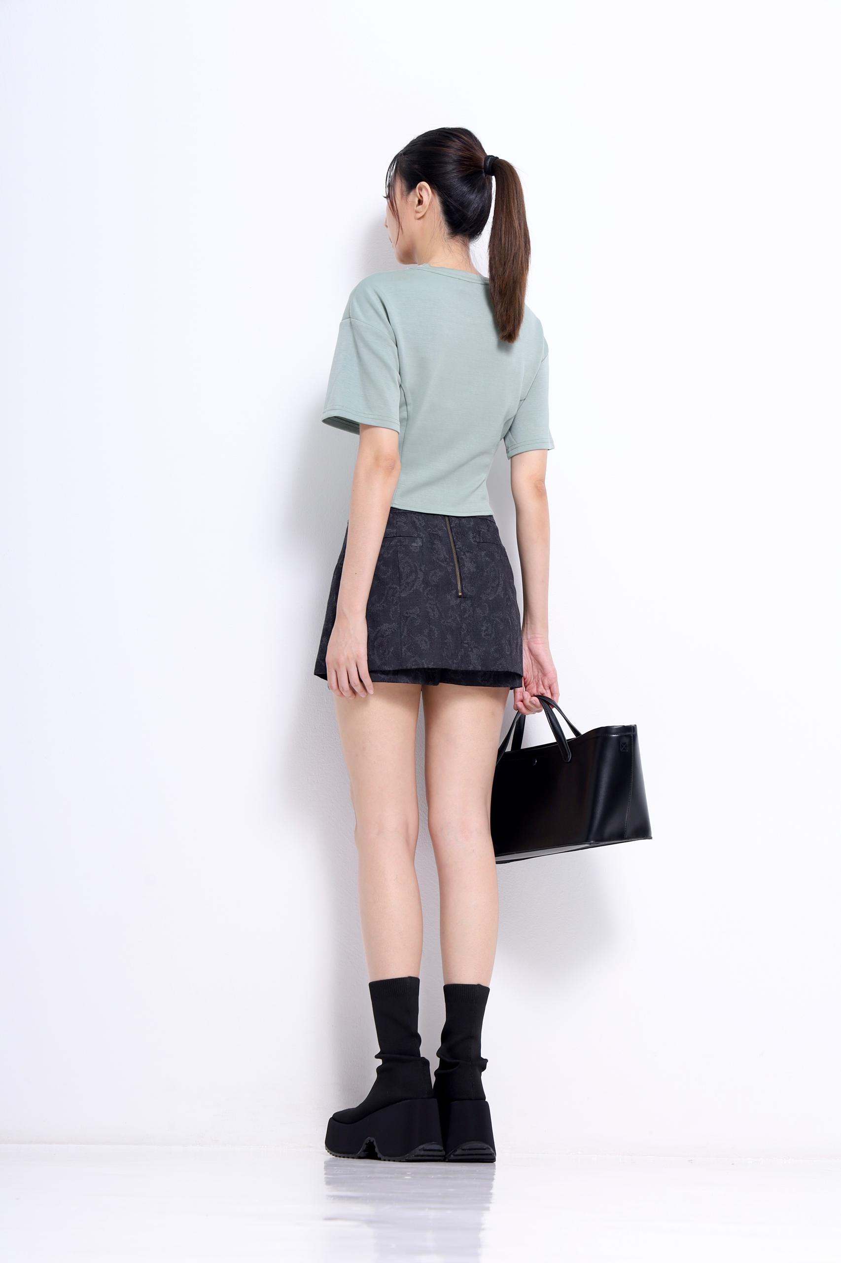 P583 METAL ZIP JACQUARD SKORT