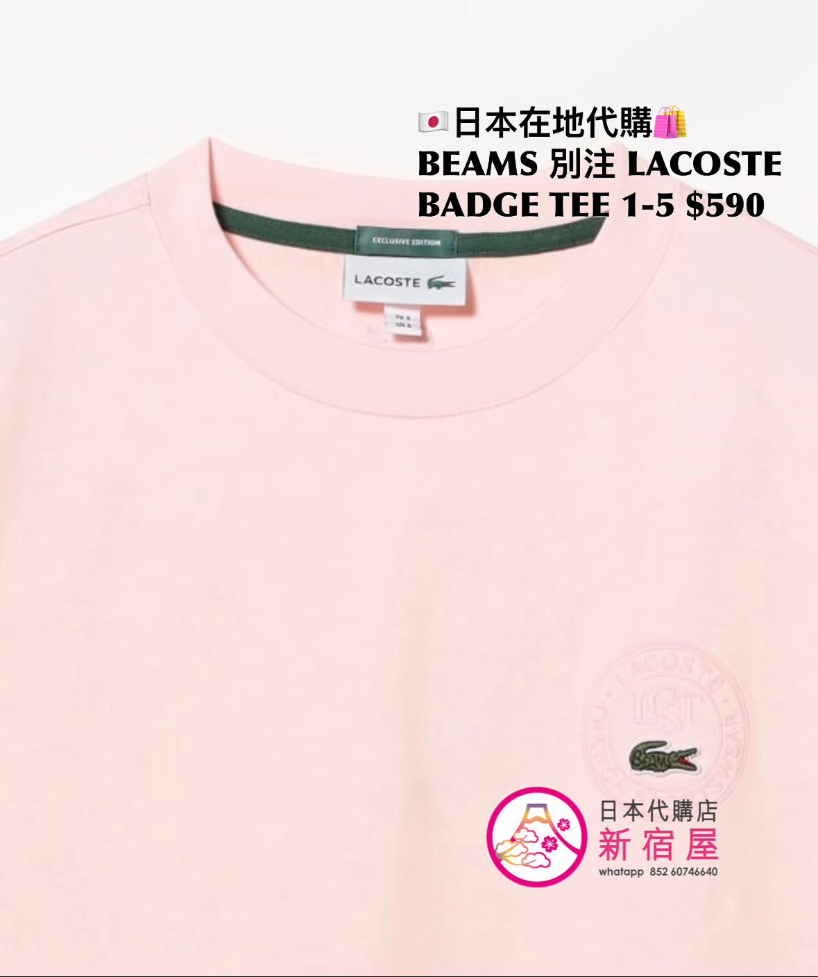BEAMS 別注 LACOSTE BADGE T-SHIRT