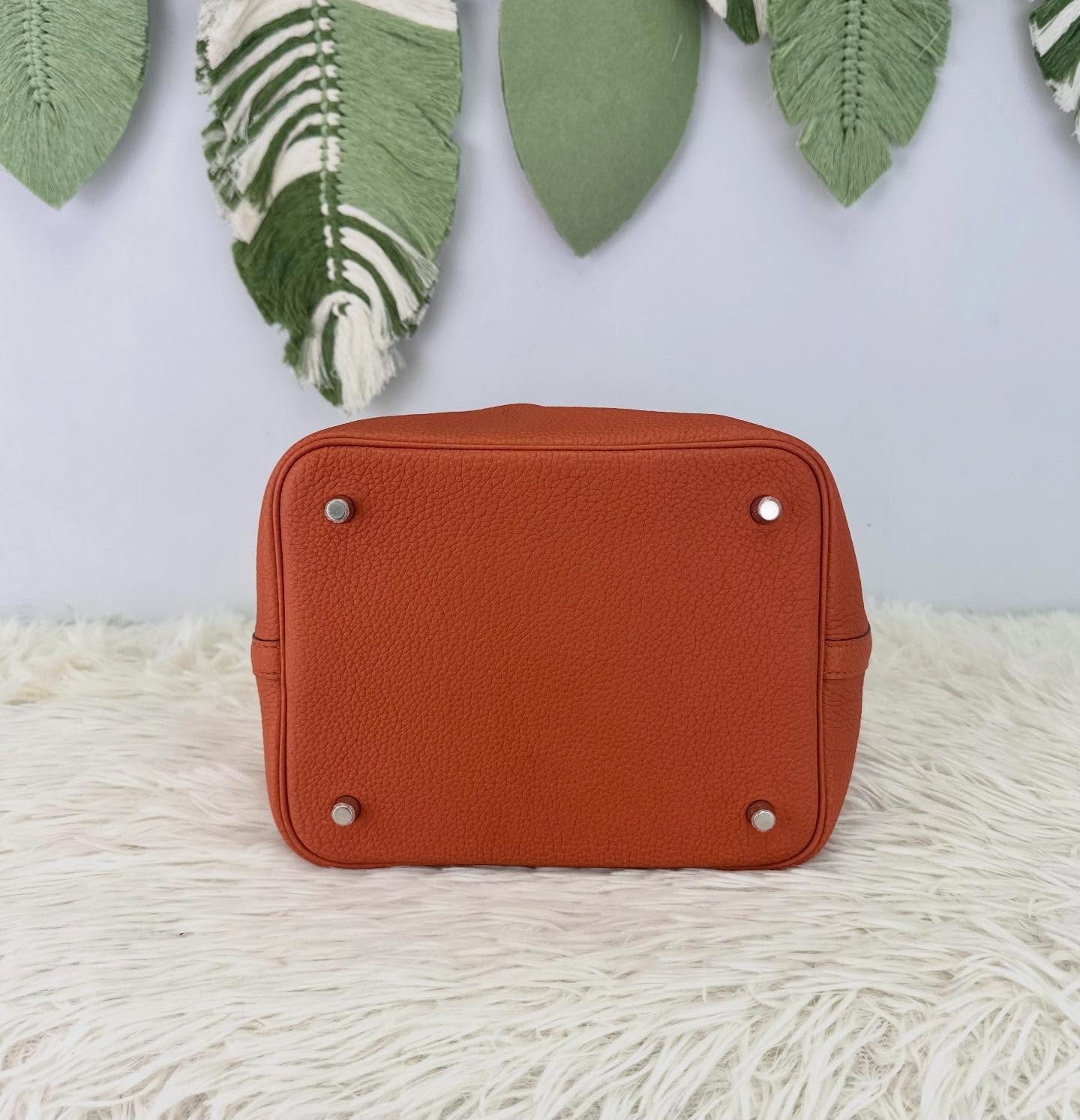 HERMES 🤍PRE OWNED PICOTIN 22 橙色銀扣菜籃子 T Stamp 🧡