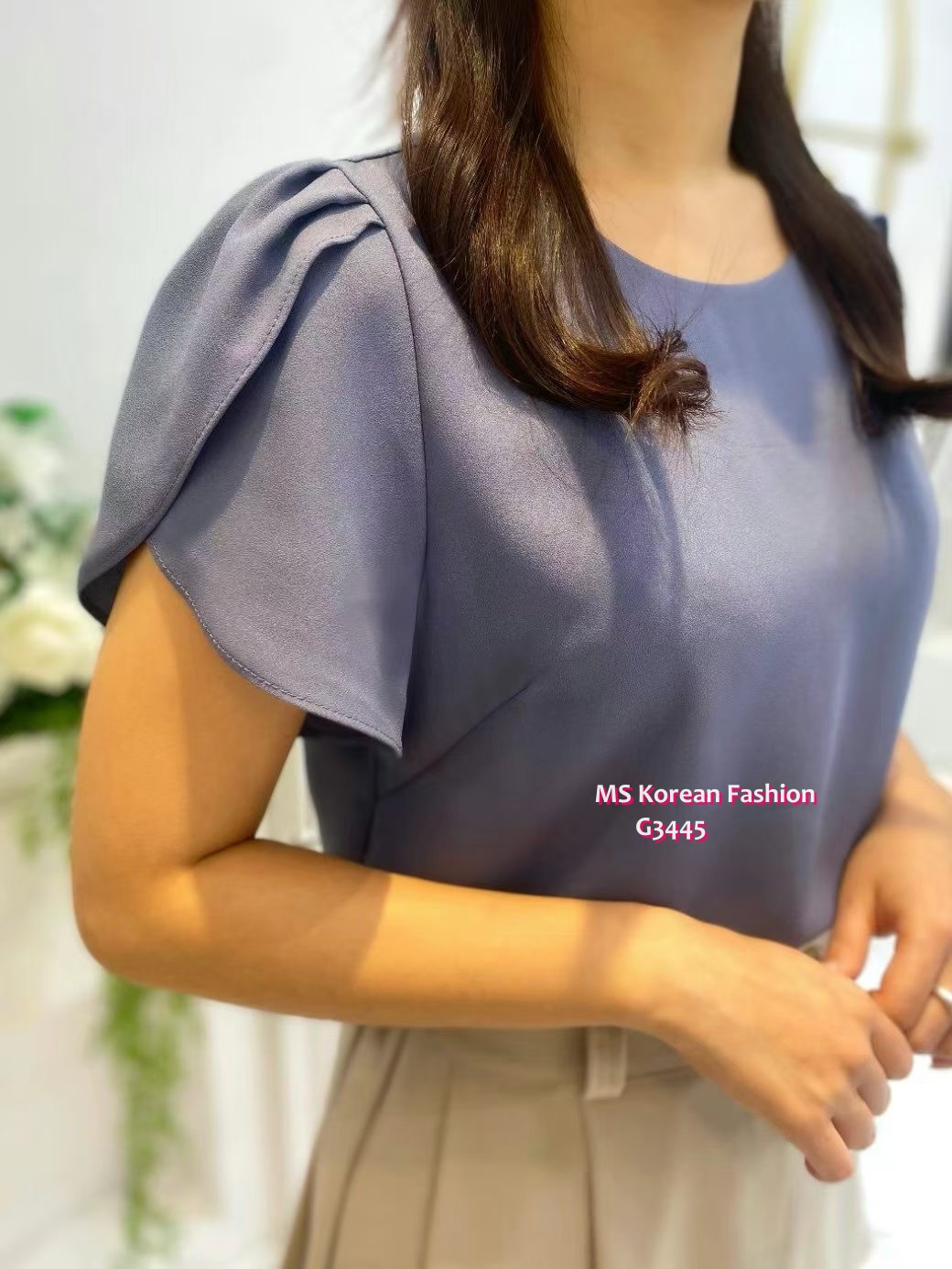 C3445 韓國🇰🇷靚料荷葉袖top