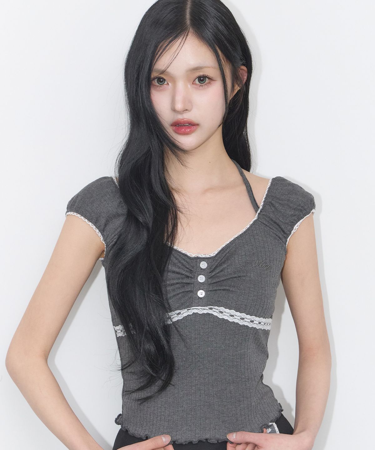 🇰🇷訂購｜ILLIGO 26SS｜Button halter sleeveless 4色 