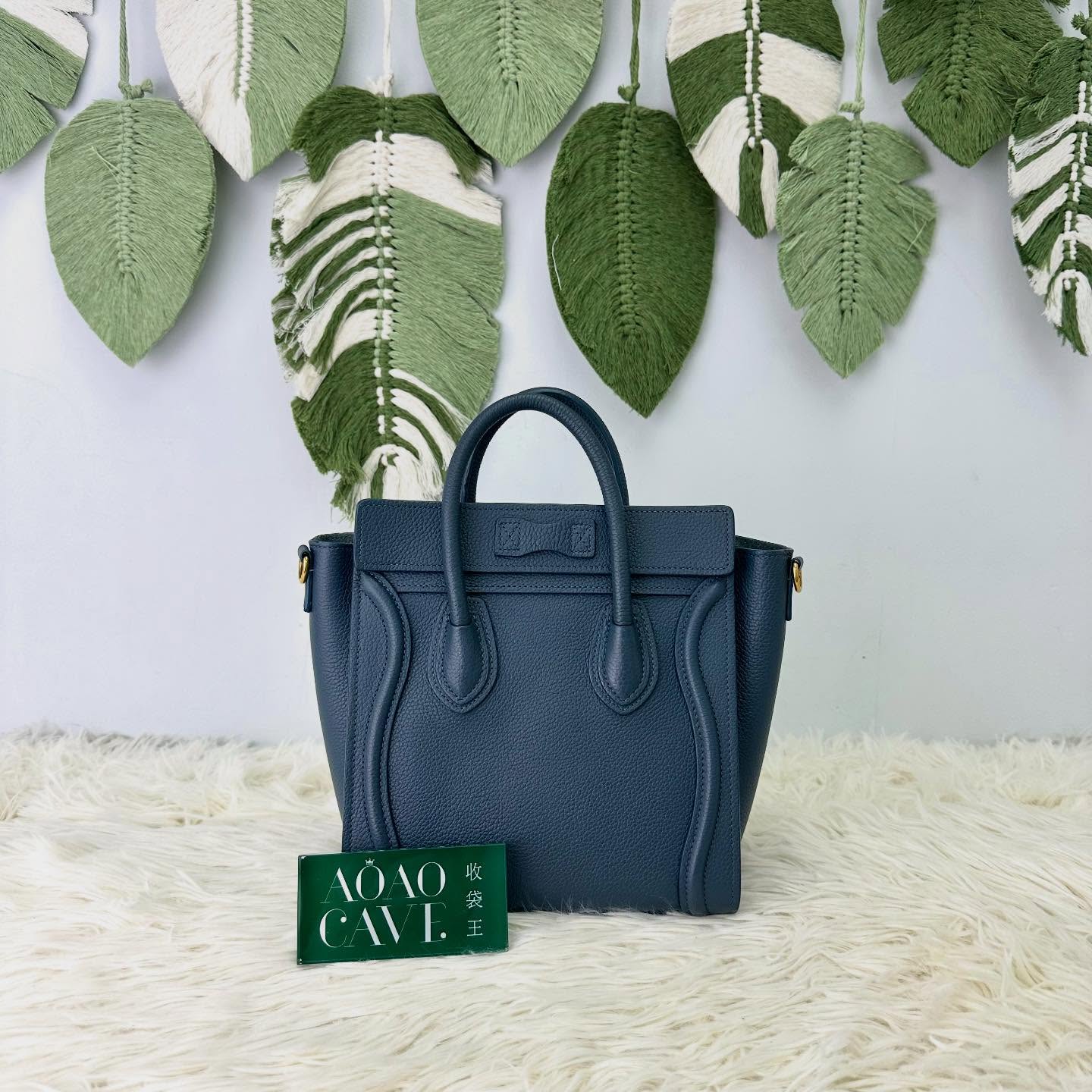 CELINE 🤍PRE OWNED 深藍色笑臉包 Nano Size 單肩斜肩手提包💙 