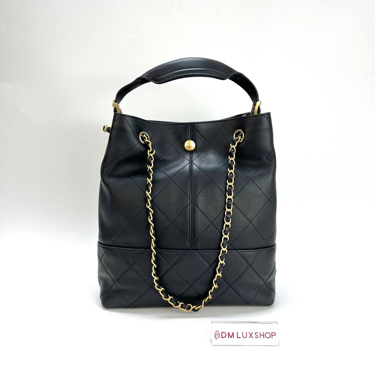 Chanel Black Calfskin 25A Vertical Hobo Bag GHW (Microchip)