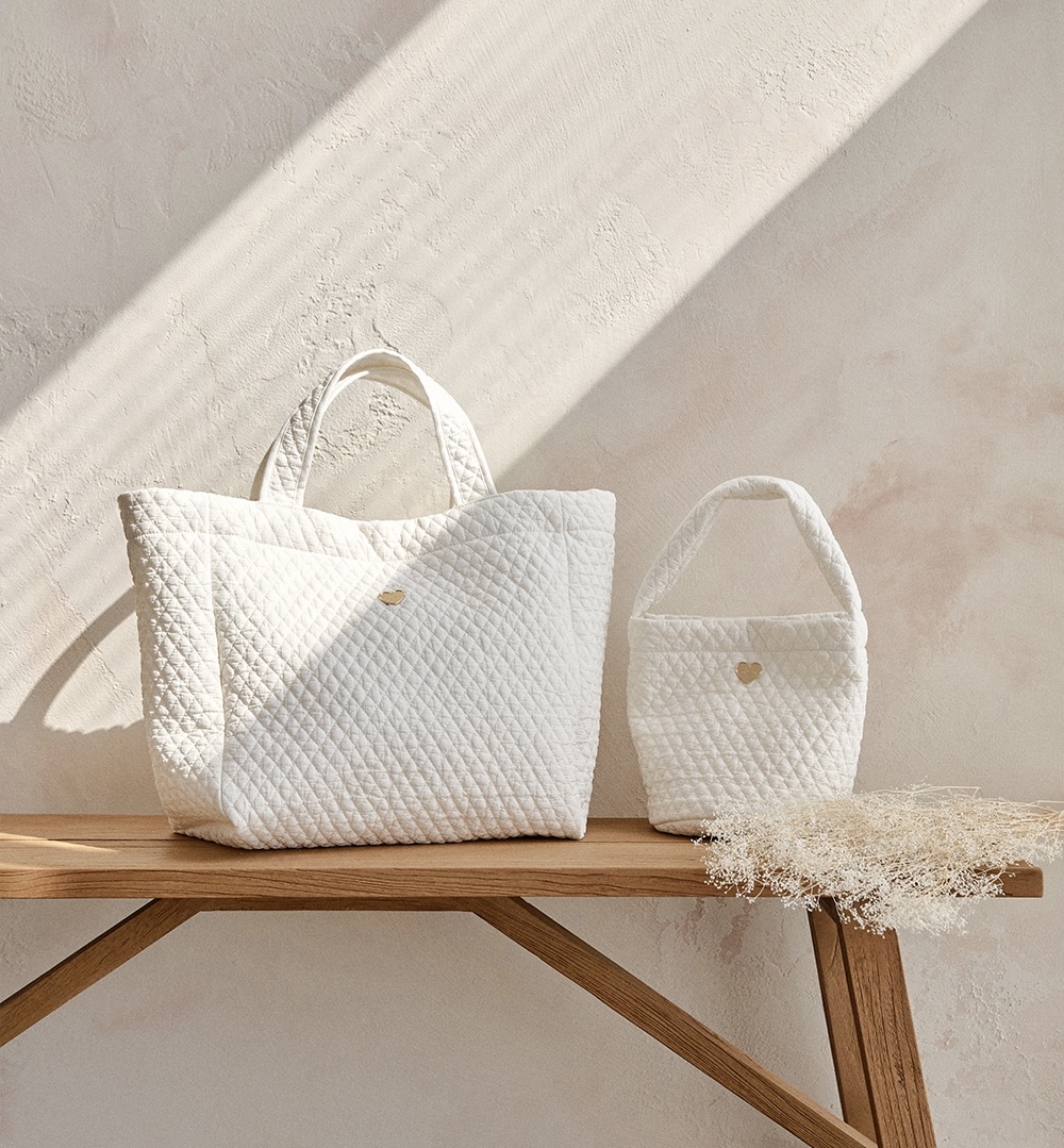 26S/S🌸DTD金心點綴100支鑽石絎縫系列-雙把手大號尿布包