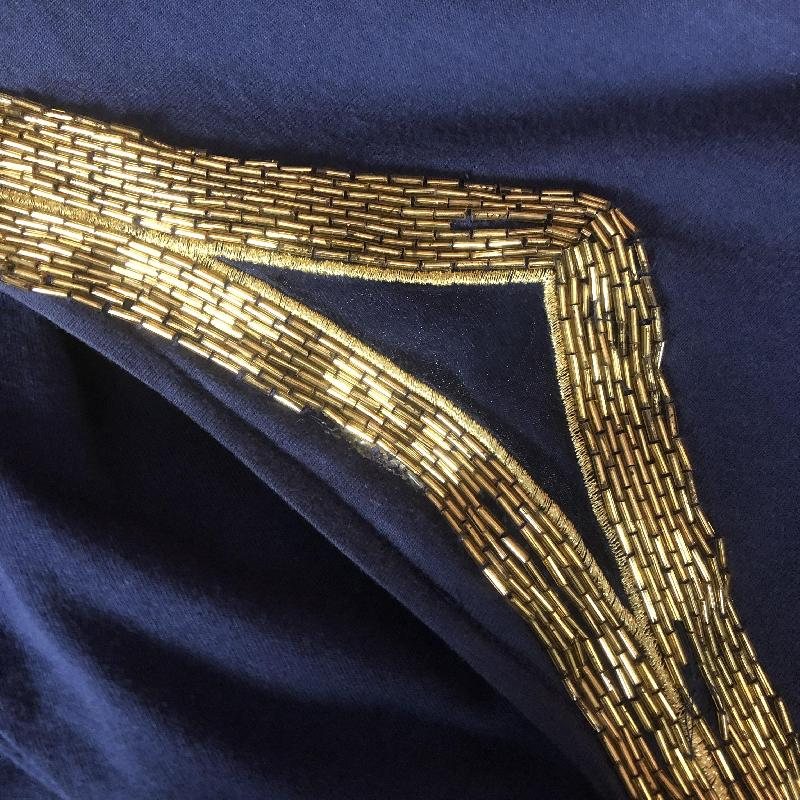 C.a. 1980s-90s Made in Hong Kong Midnight x Golden Tube Beadwork - Vest Top and Outer (MT485)