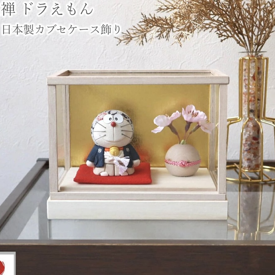 [訂購] 多啦A夢木偶公仔 連木箱 櫻花擺設(江戶木目込人形)