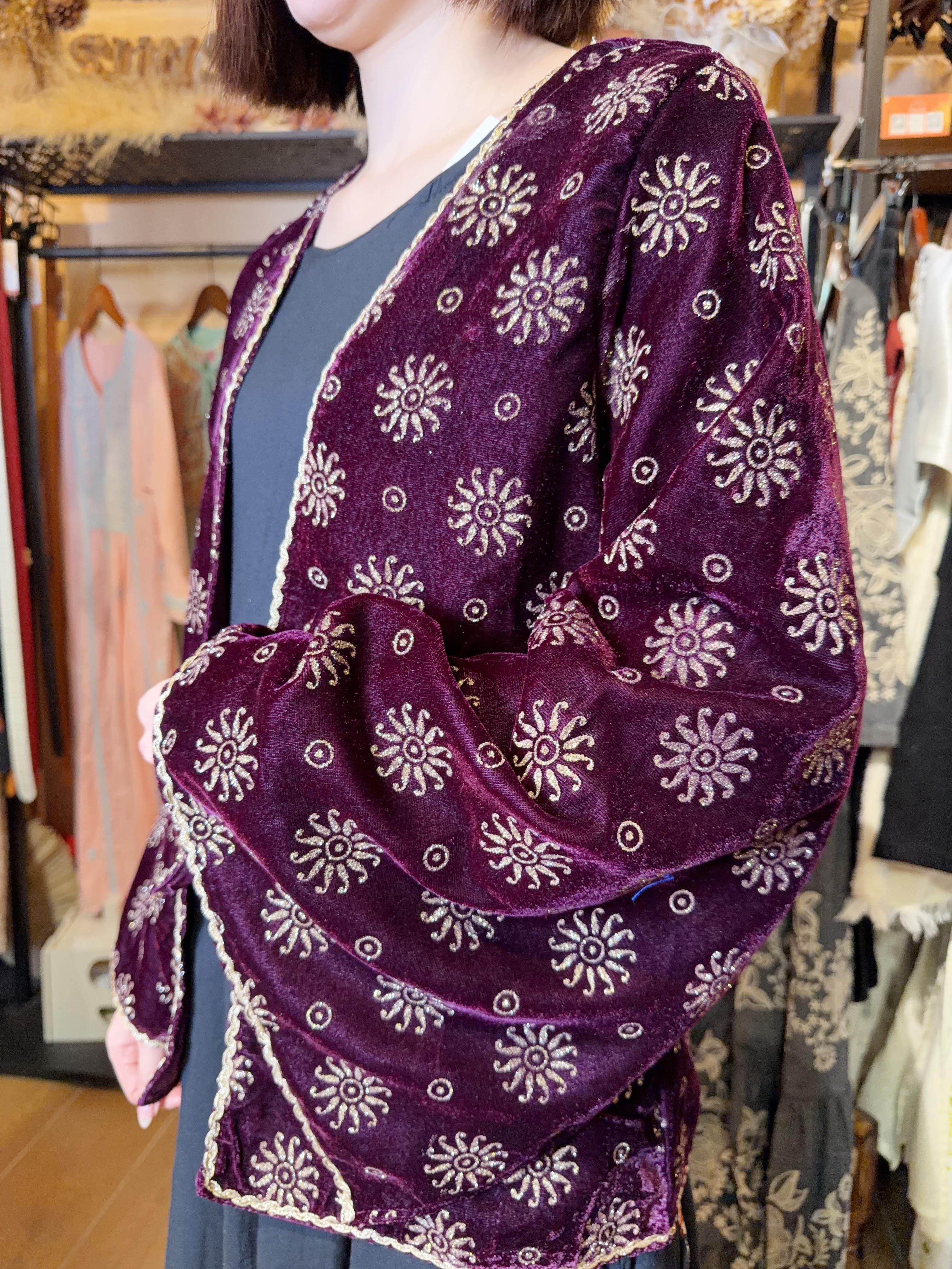 Purple Velvet With Sun Gold Print Jacket #1103