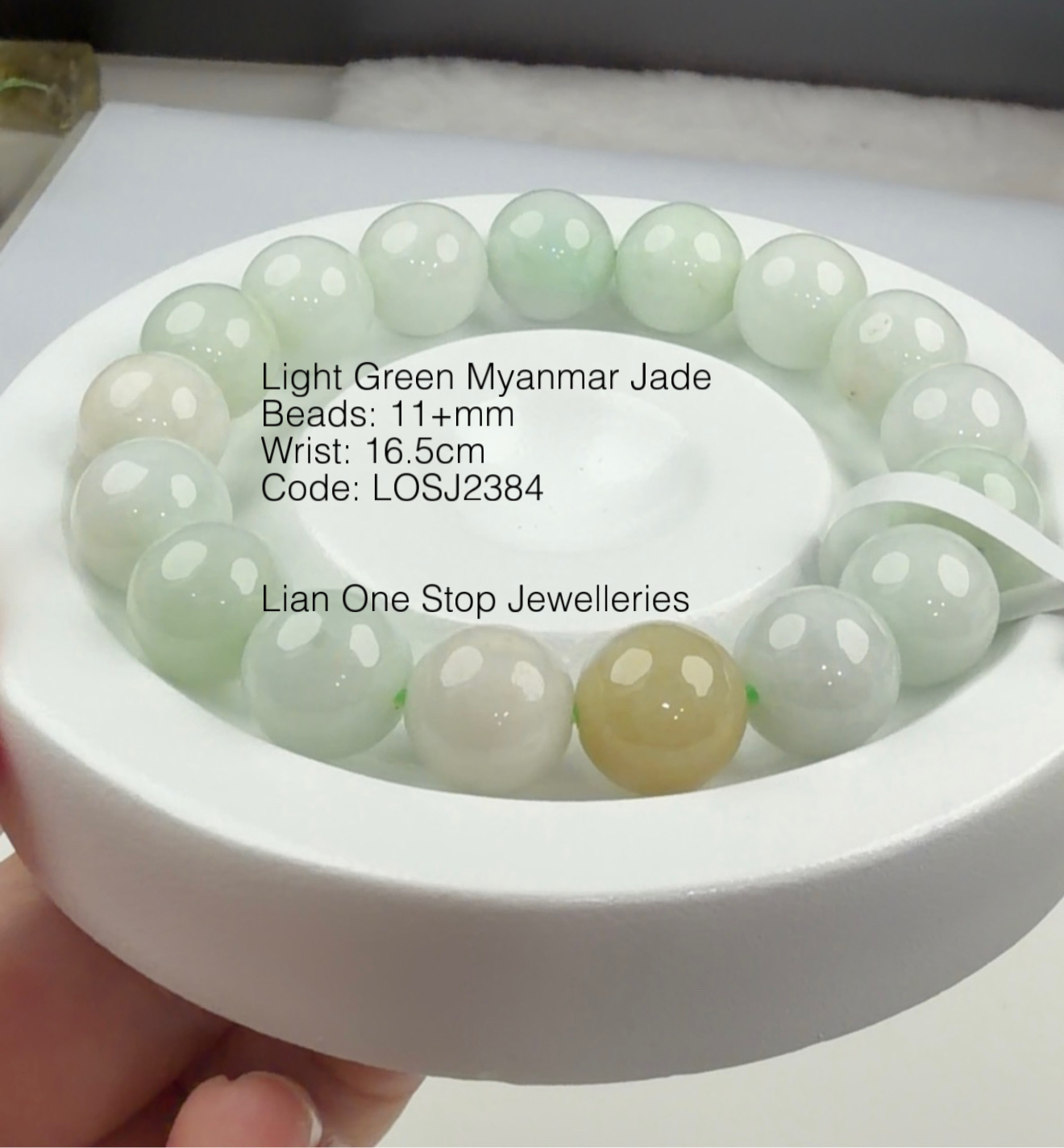 Code: LOSJ2384 Light Green Myanmar Jade 11+mm