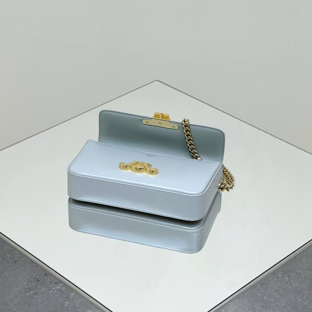 🔥大货实拍图 𝗖𝗘𝗟𝗜𝗡𝗘 ♥ 𝗧𝗥𝗜𝗢𝗠𝗣𝗛𝗘链条腋下包 型号：197993 尺寸：20.5*11.5*4cm