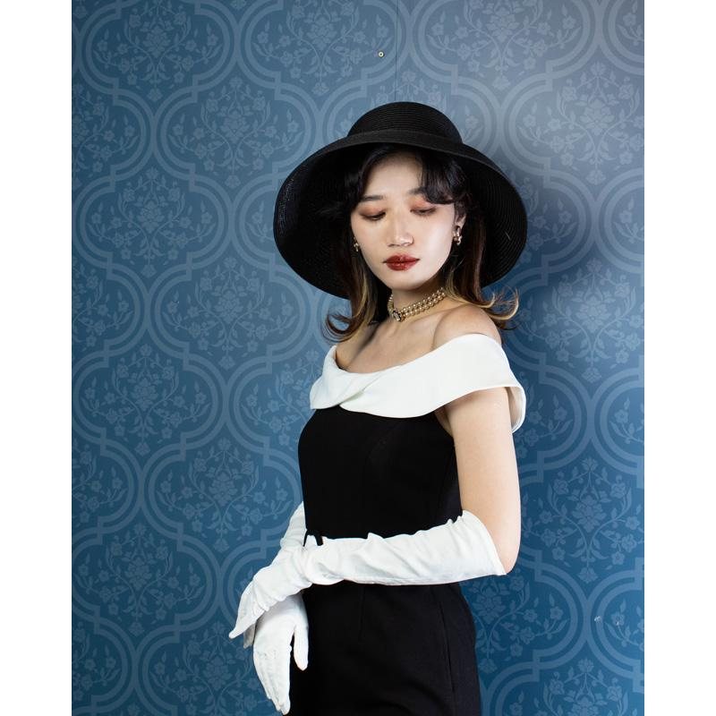 Hepburn Style Elegant Black Wide Brim Summer Hat(MT906)
