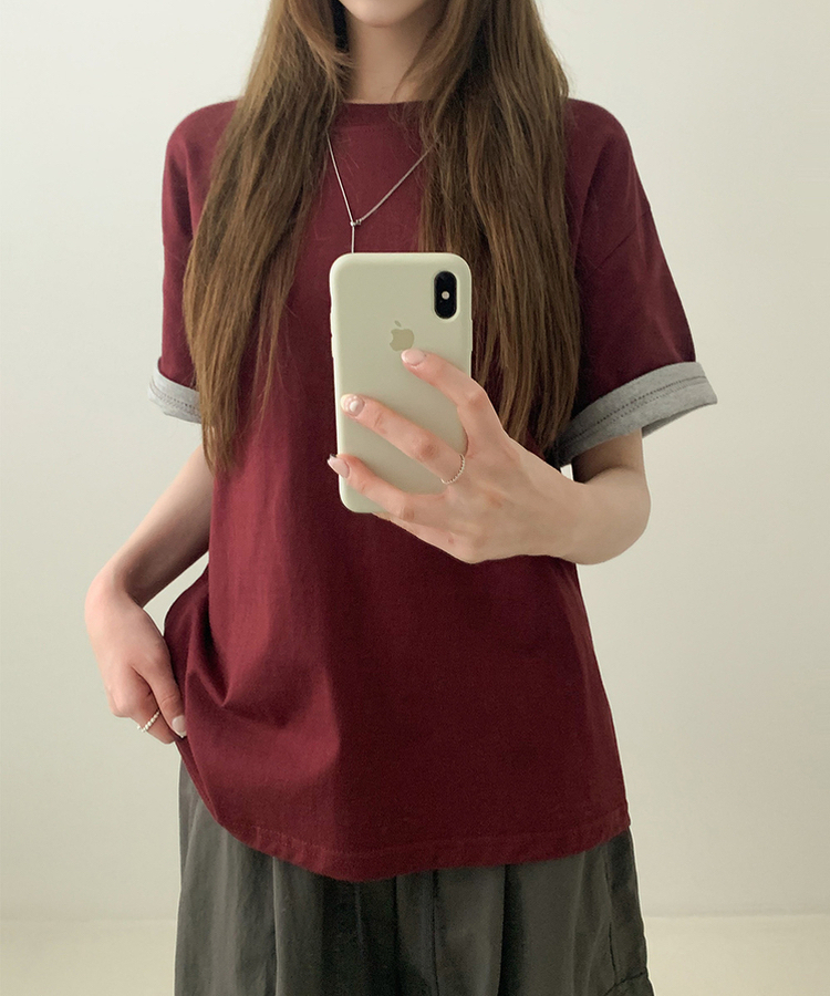 Contrast Cuff Short Sleeve Tee