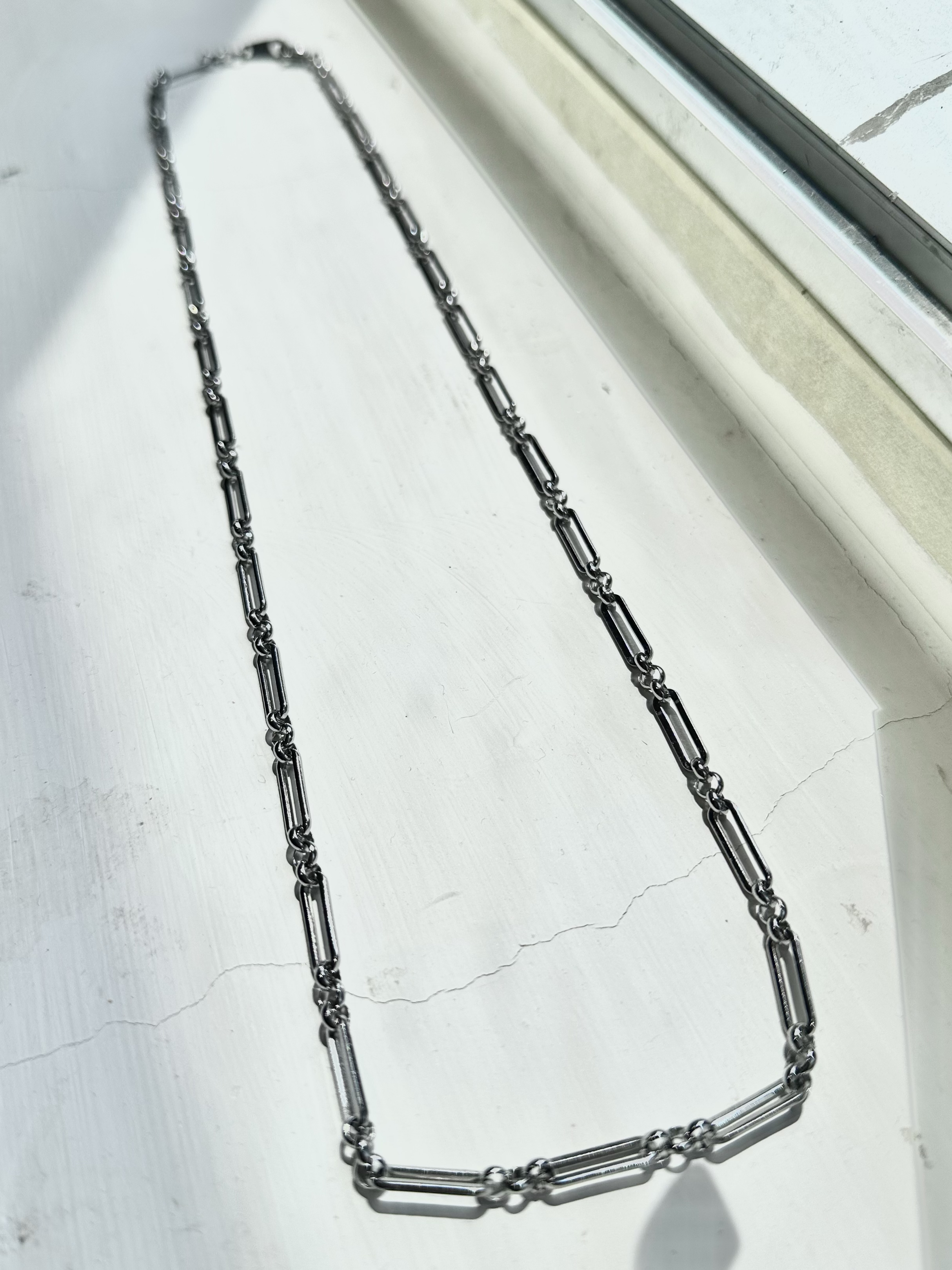 Sliver long chain stainless necklace