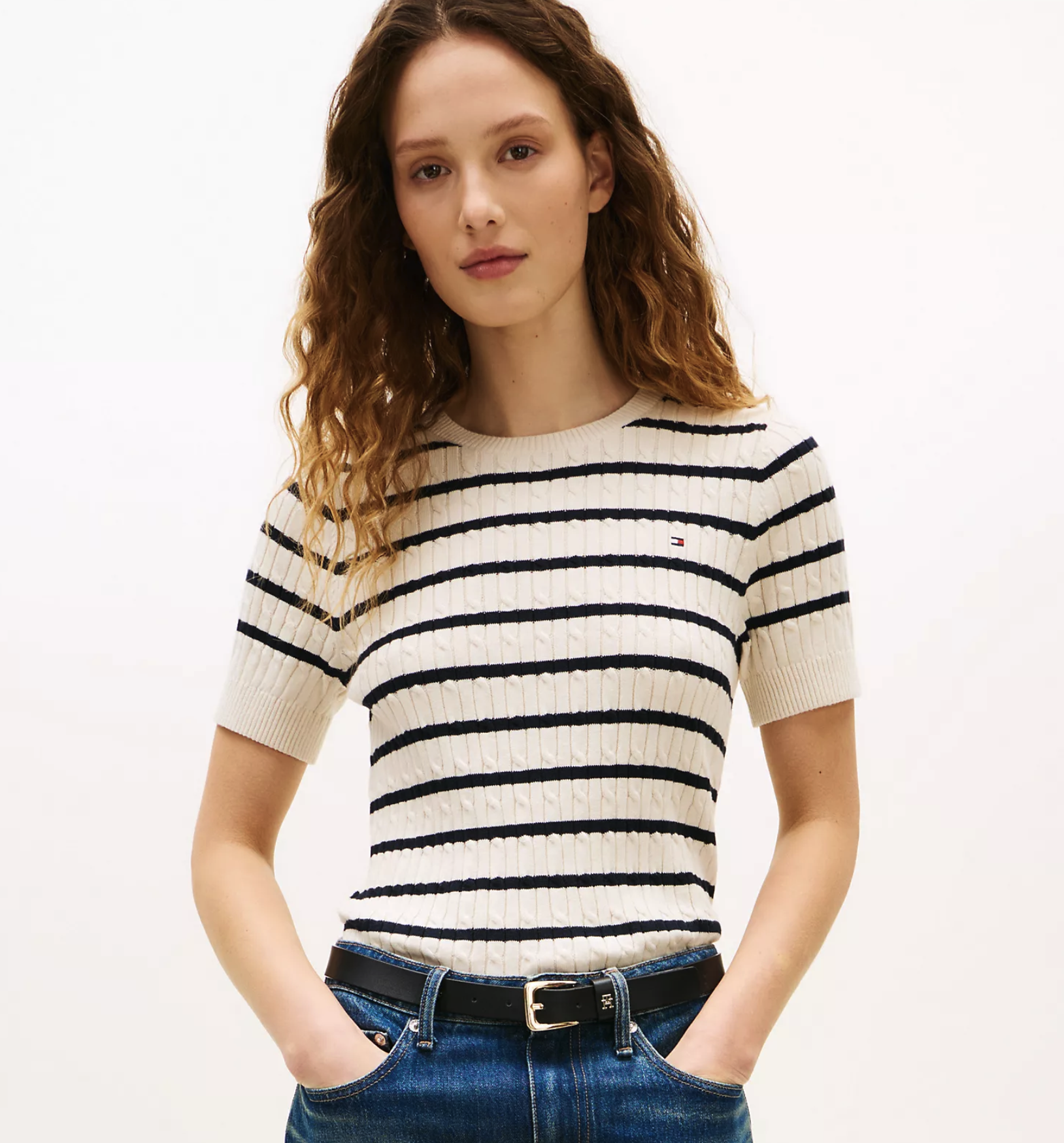 Tommy Hilfiger Short-Sleeve Cable Knit Sweater