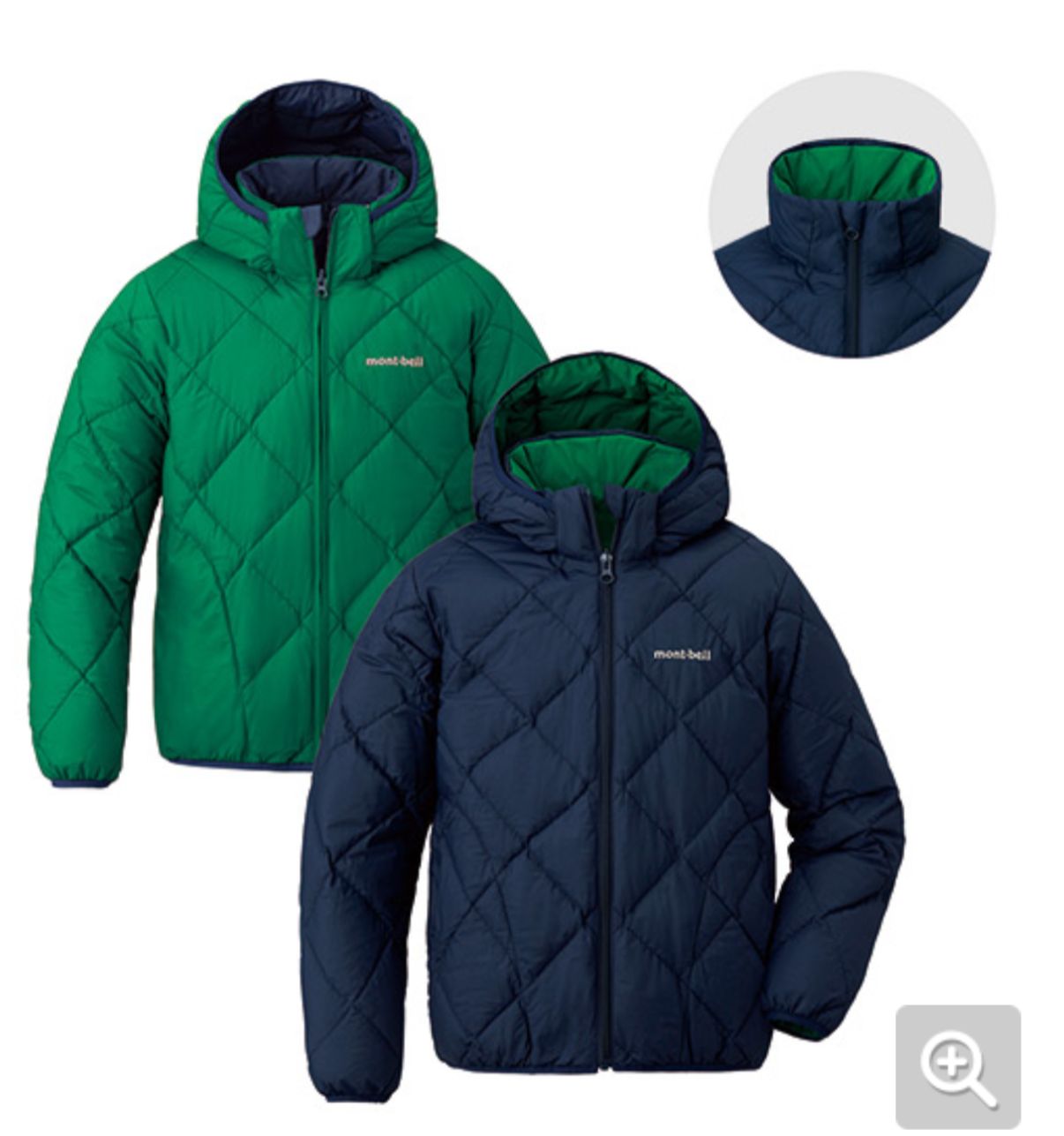 Montbell 大童雙面羽絨 Navy Size 140-160 這款羽絨外套填充優質羽絨，輕盈舒適。雙面可穿設計，搭配可拆式風帽，一件即可輕鬆打造多種造型。輕盈易攜，收納體積小巧，方便攜帶。