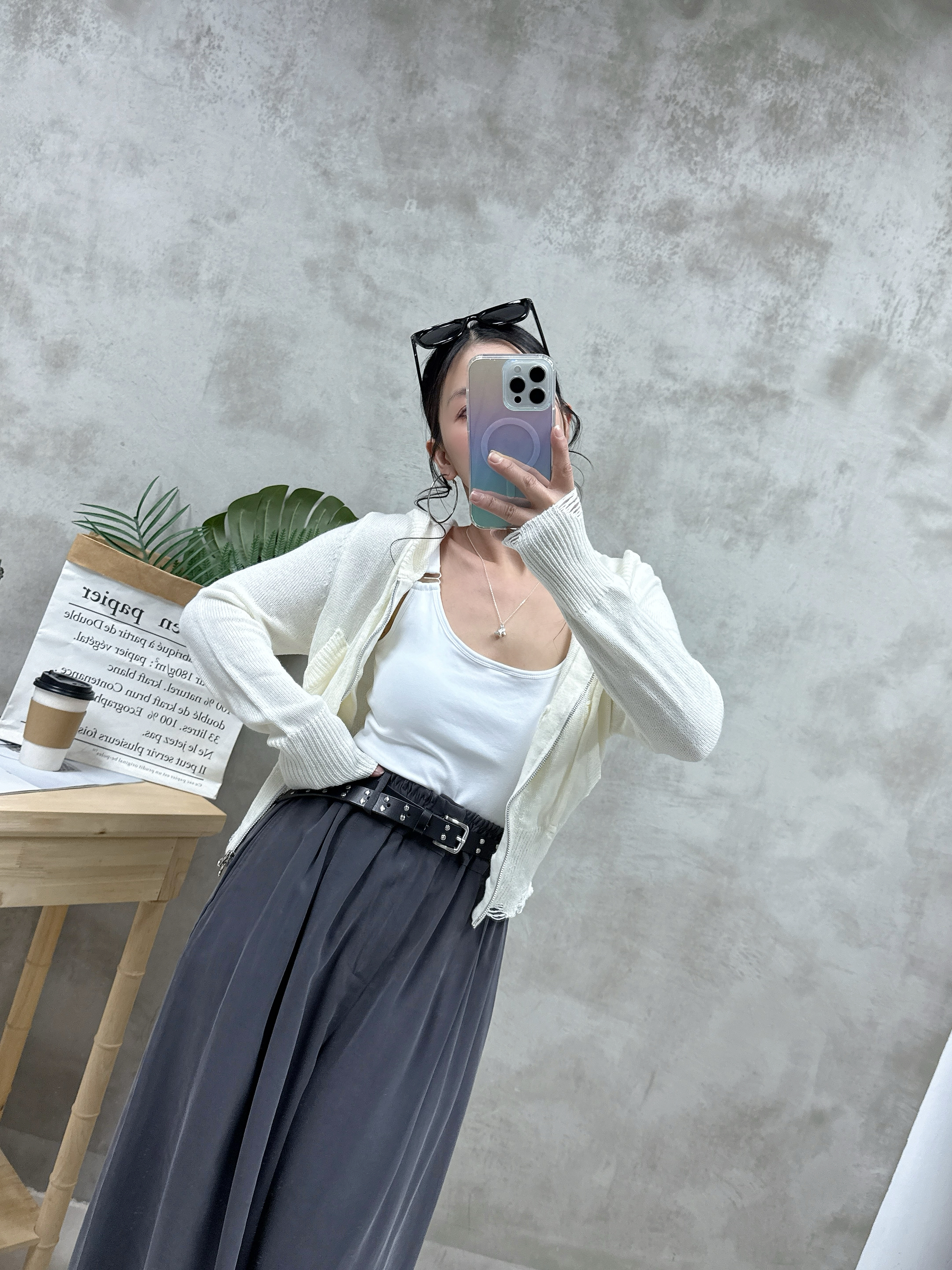 B06 銀扣方領長Bra top