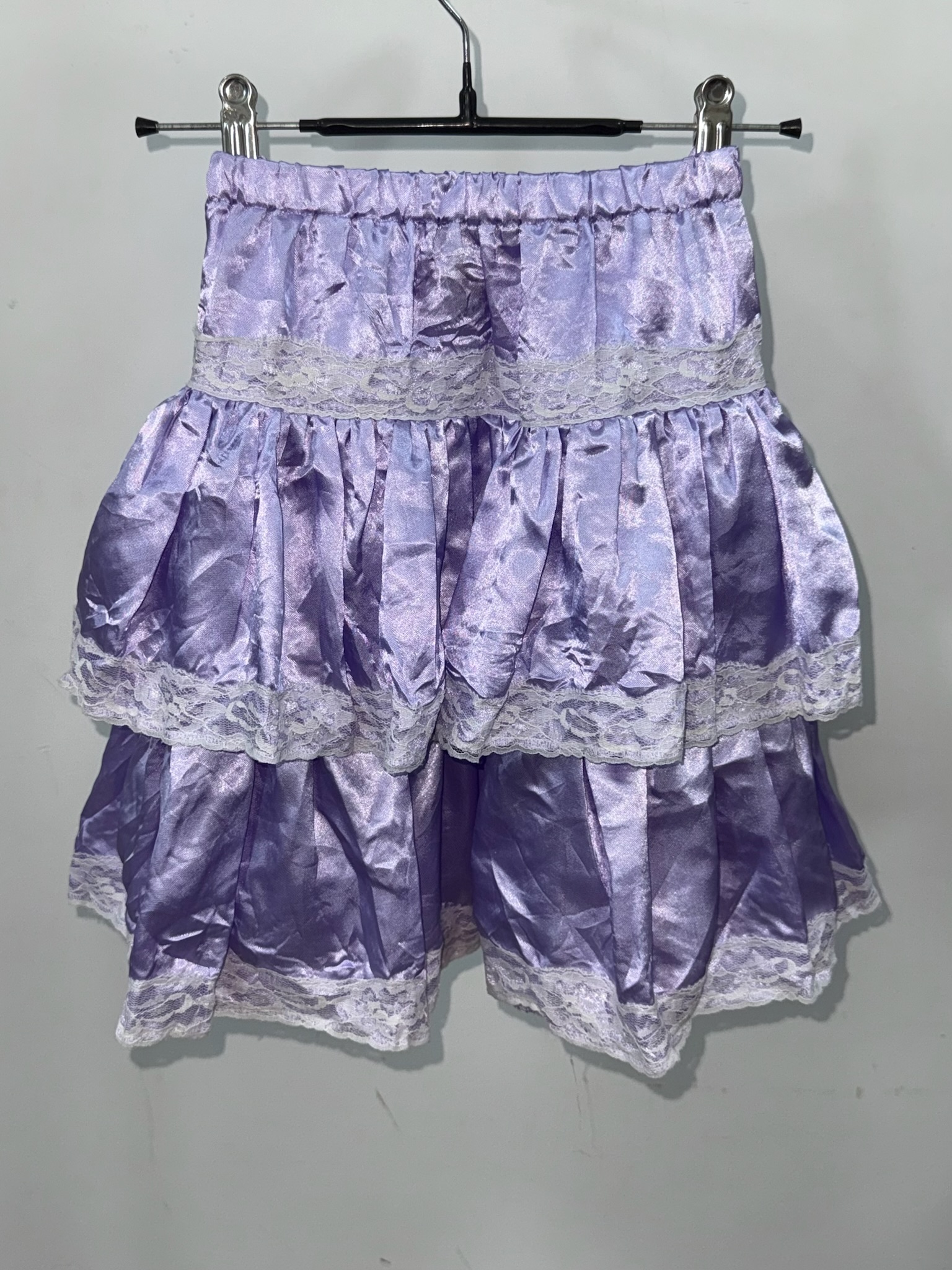 Y2K Satin Tiered Purple Ruffle Skirt