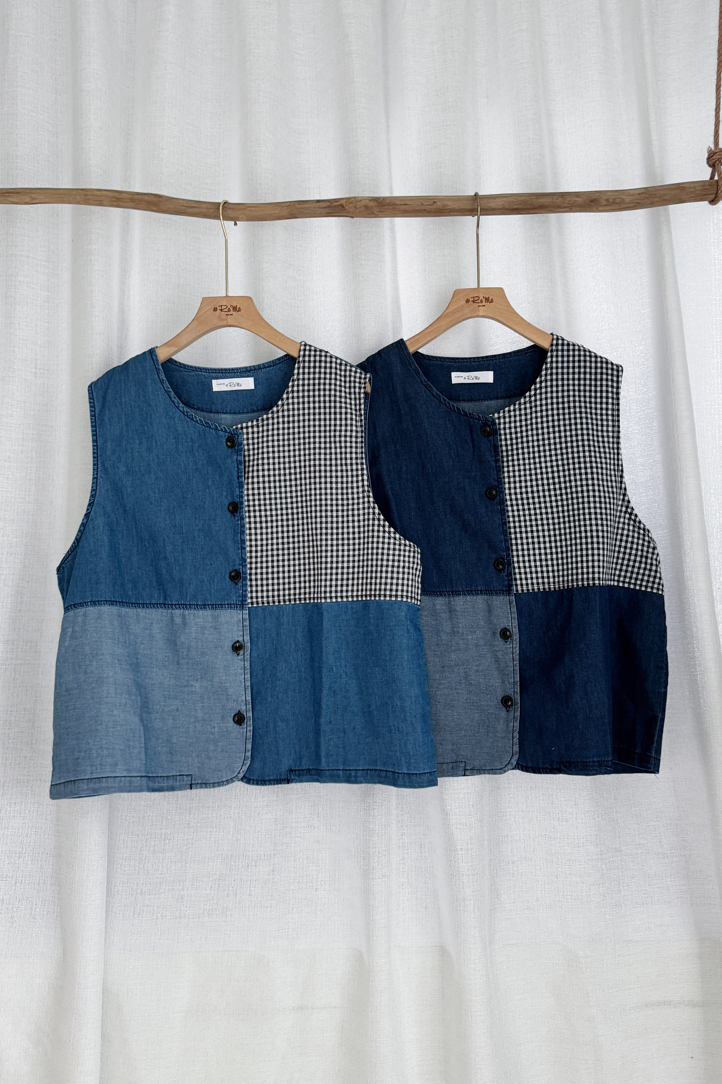 文艺设计感复古丹宁马甲