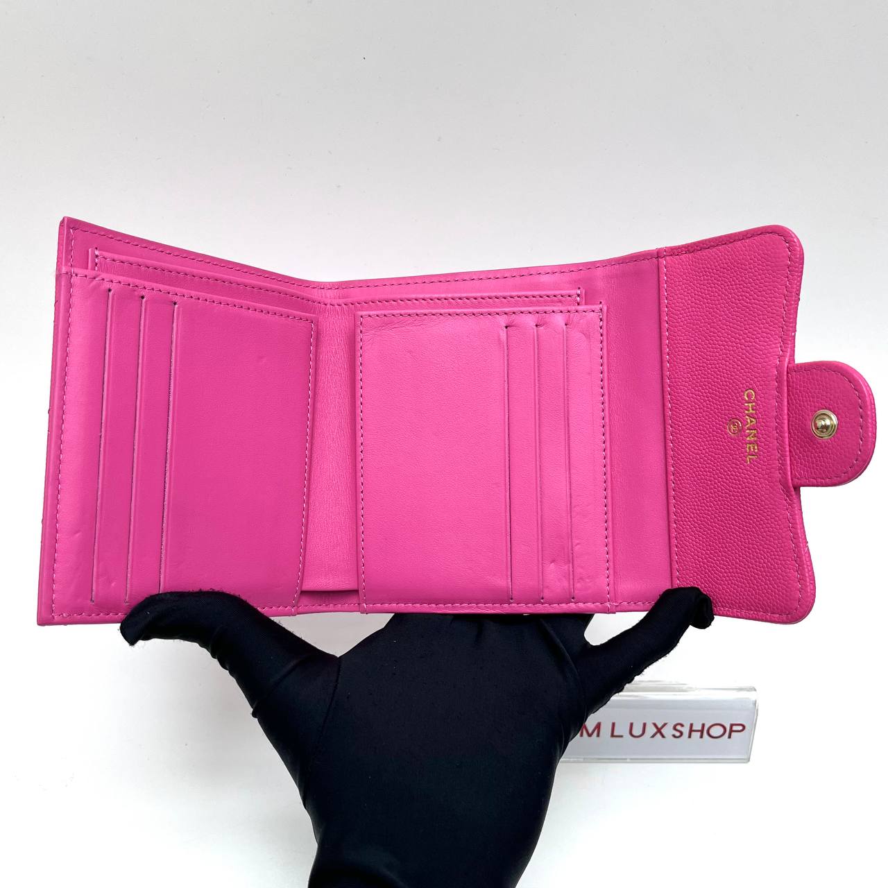 Chanel Pink Caviar Small Flap Wallet GHW 