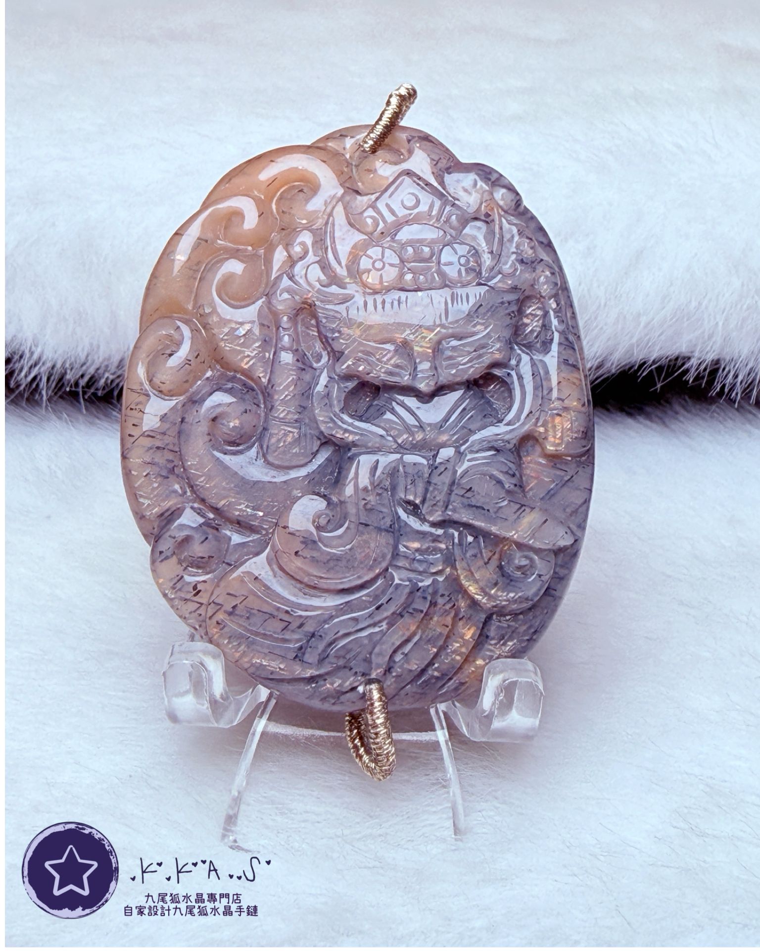 K00143 黑金骨幹 狐娘娘 - 吊墜/手牌兩用款
