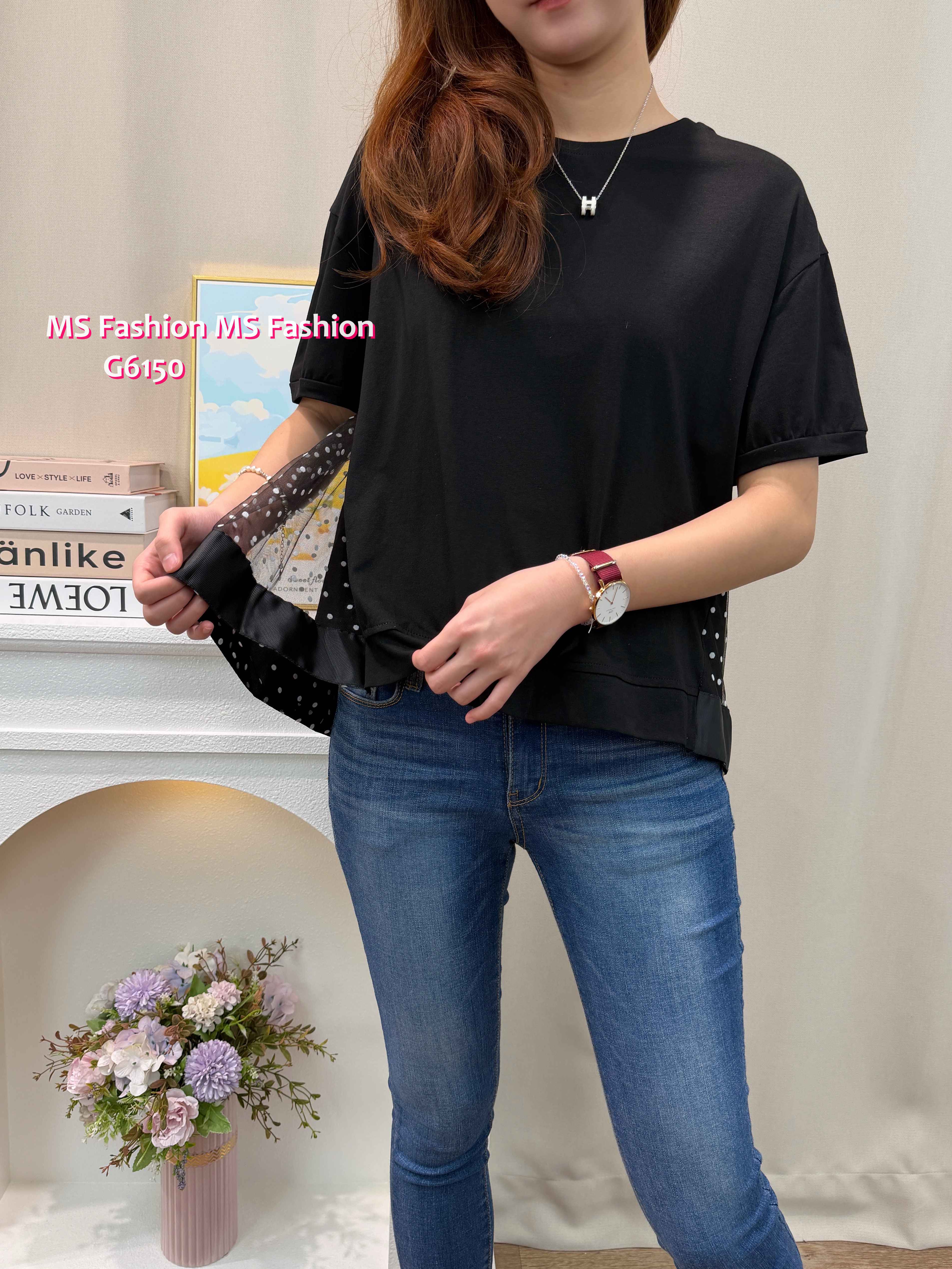 G6150 韓國🇰🇷後拼波點紗top