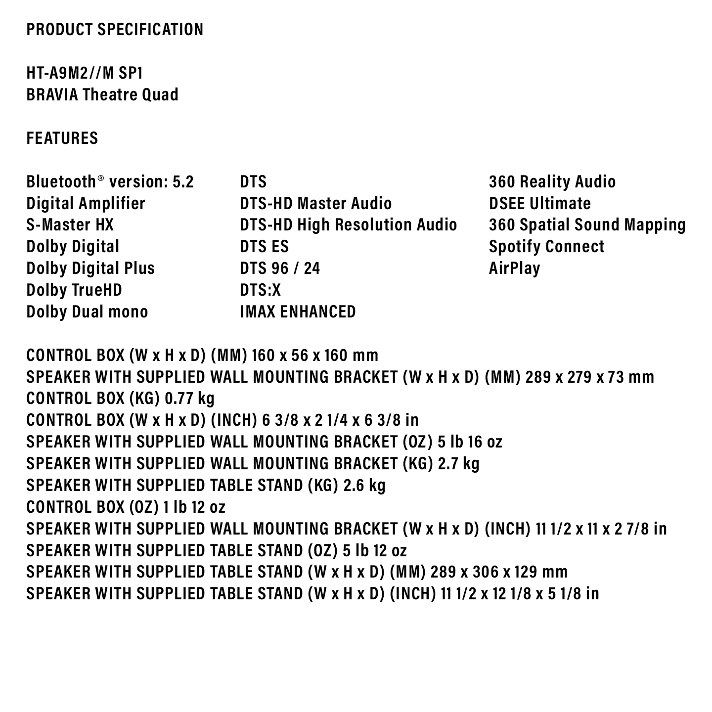 Sony BRAVIA Theatre Quad Home System (HT-A9M2)
