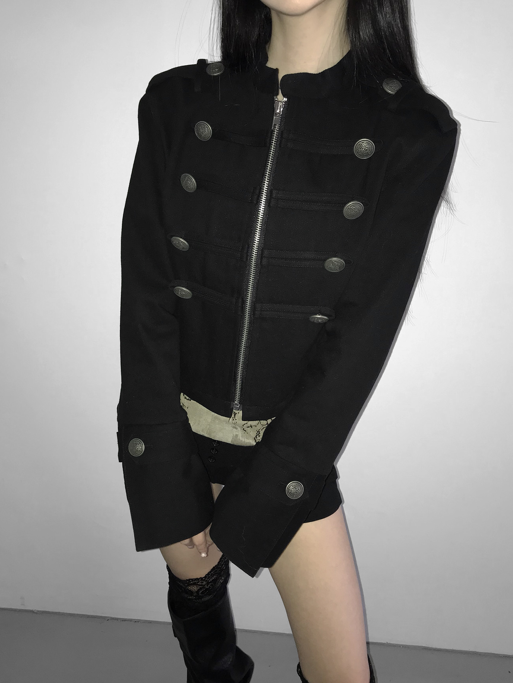 Vintage Zip Front Cropped Jacket