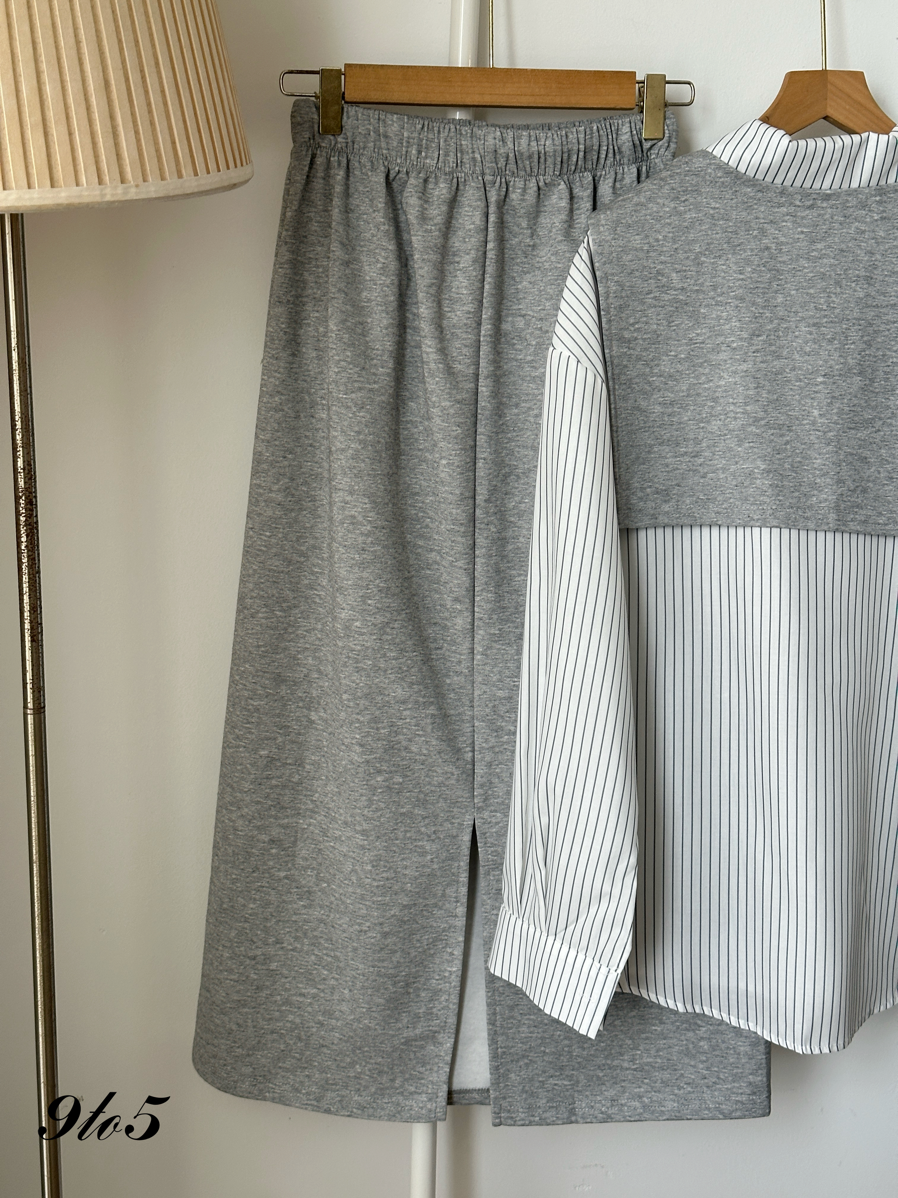 D2347 Preppy Style Matching Set - Blue & Grey