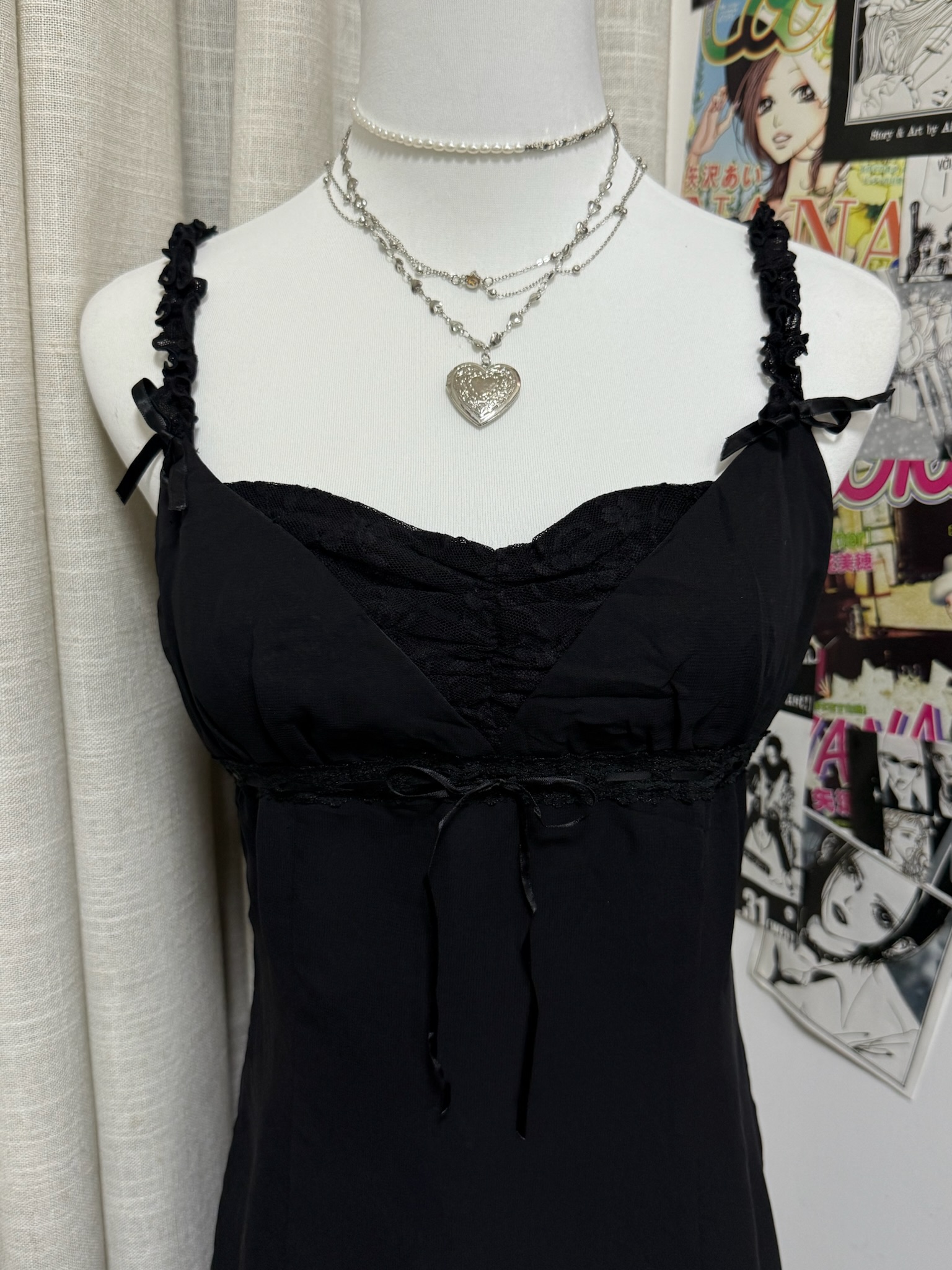 Lace-Trim Ruched Bust Slip Dress