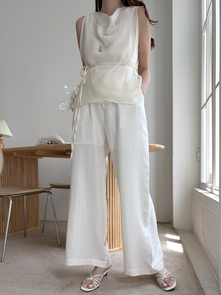The Airy Elastic Pants (Cream)