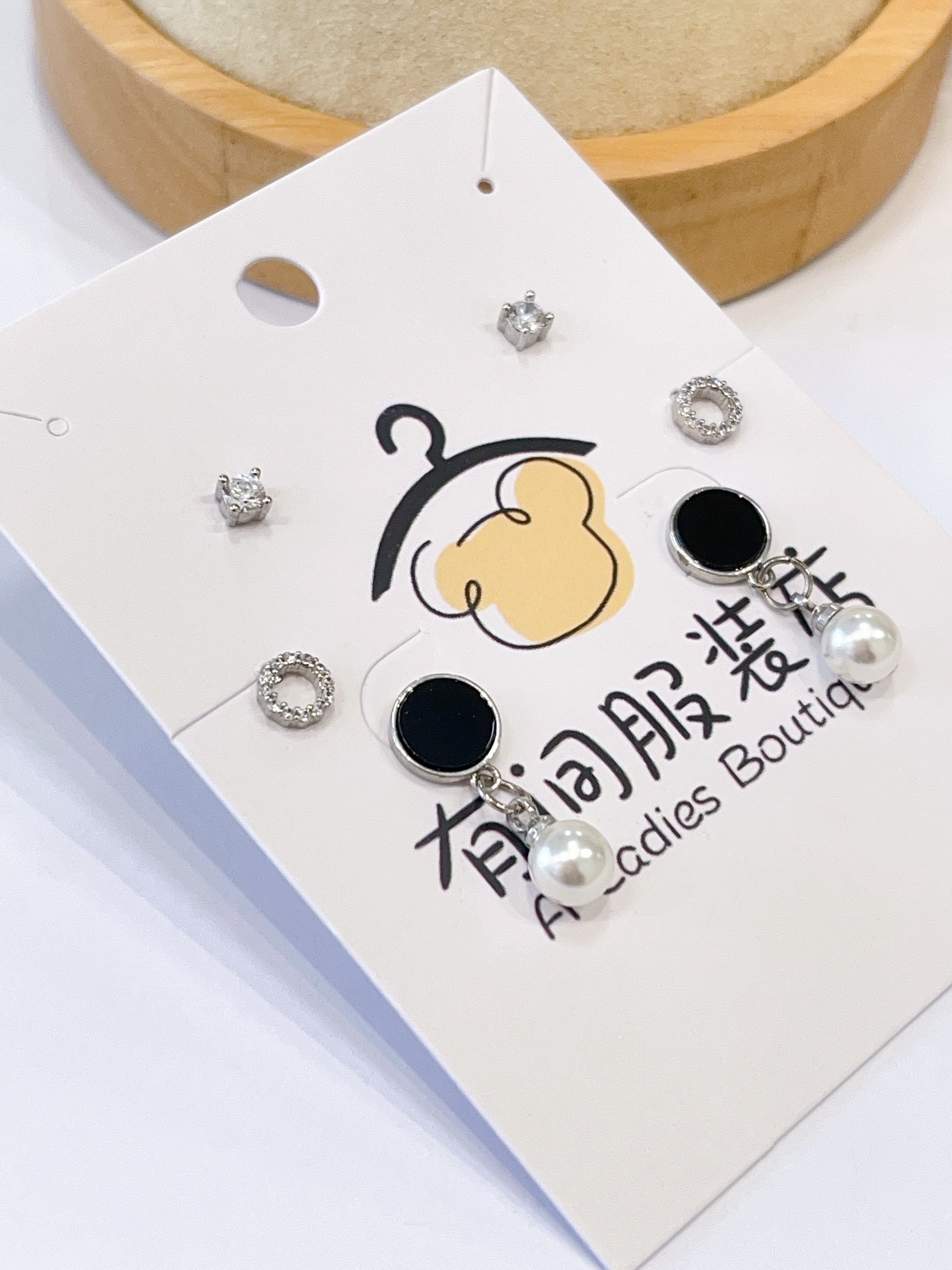 圆圈珍珠耳坠耳环套装