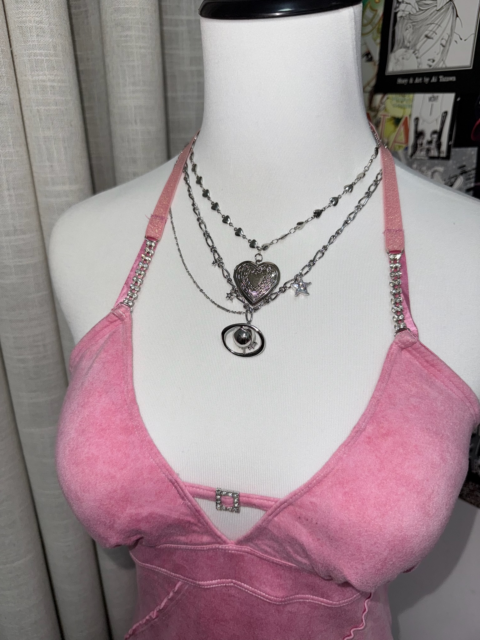 Y2K Pink Beaded chain Dress