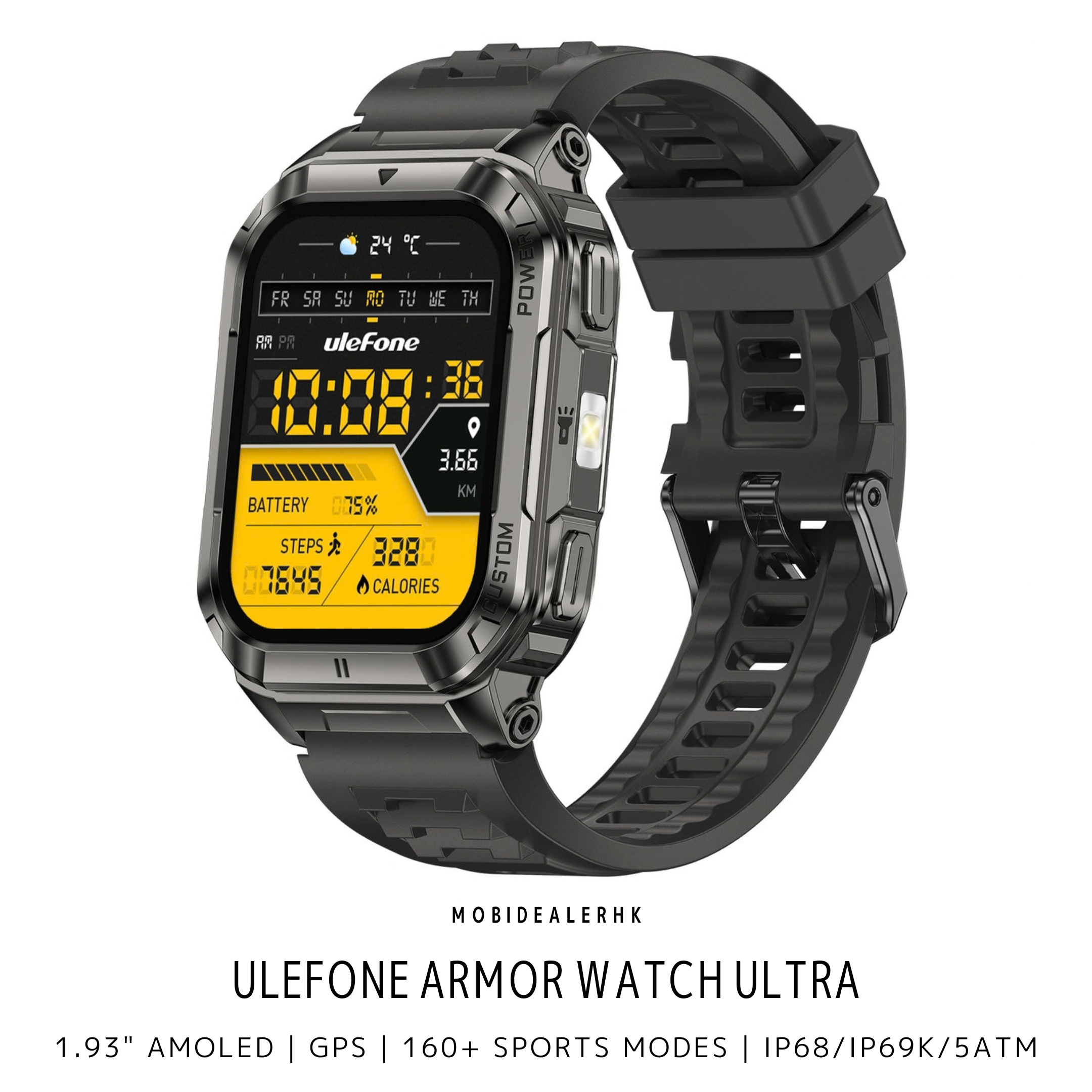 Ulefone Armor Watch Ultra | 歐樂風 Armor Watch Ultra | 三防智能手錶 | 1.93" AMOLED 大屏幕 | IP68/IP69K・MIL-STD-810H・5ATM | GPS+AGPS 離線地圖
