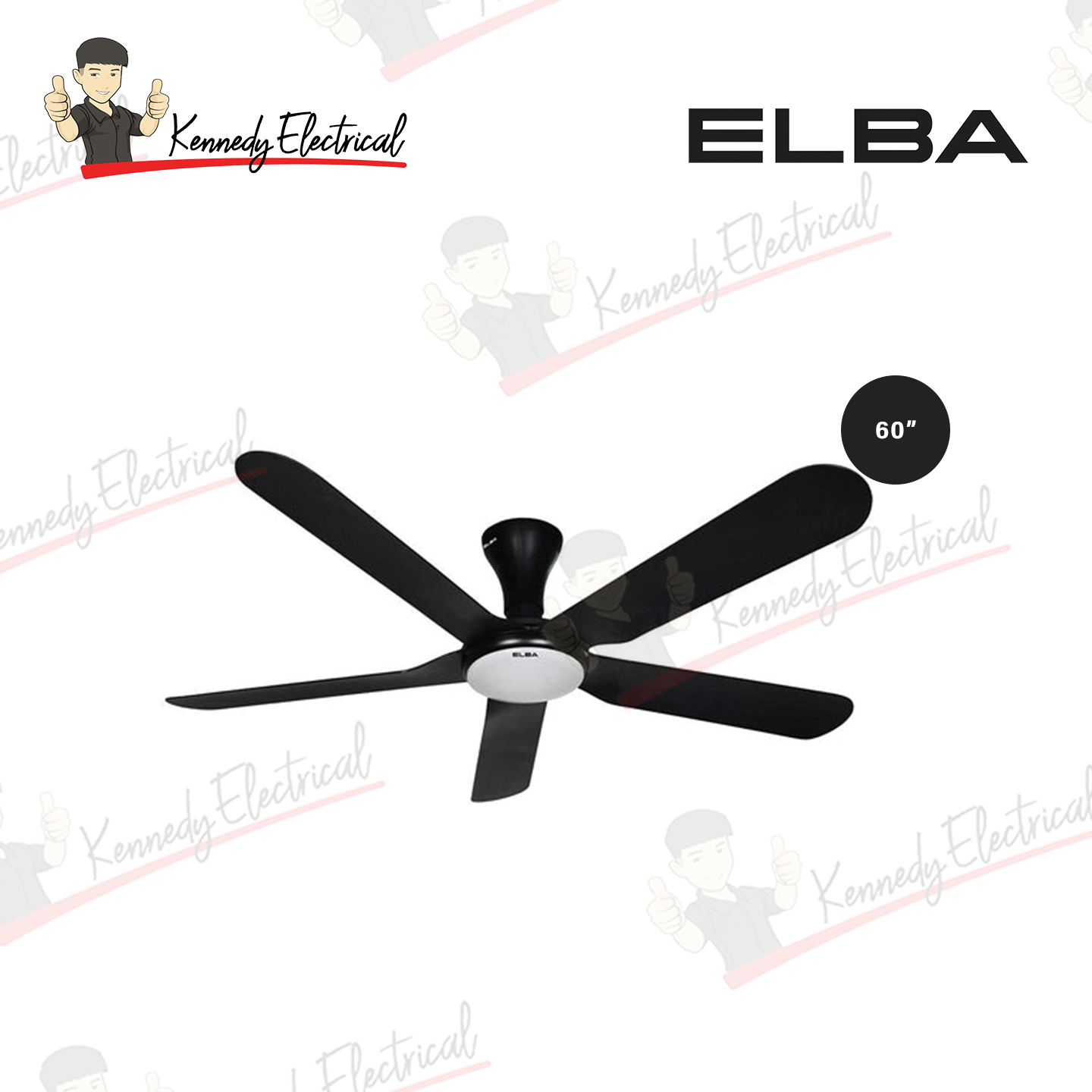 Elba 60" Urano DC Motor,Tri-Color Temperature Led Ceiling Fan (Black) ECF-N6032L(BK)