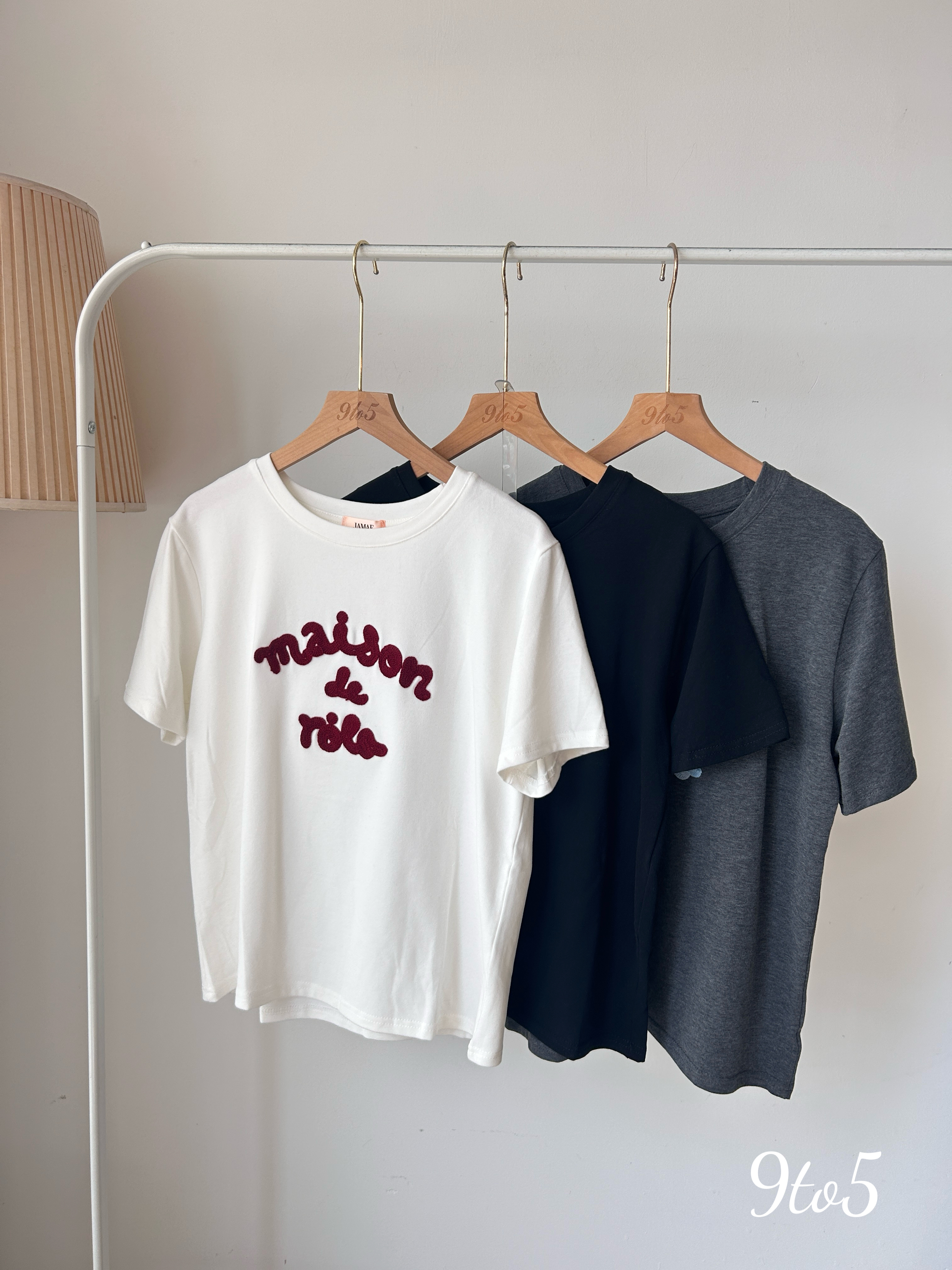 T3923 Casual Embroidery Tee - 3 Colors