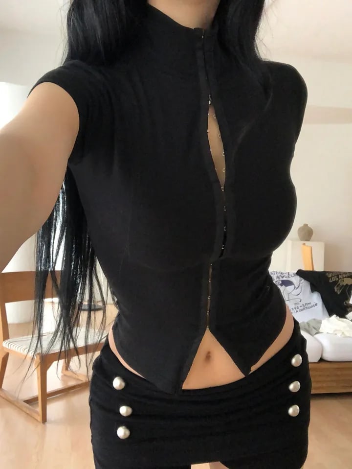 Mock Neck Slim-Fit Top