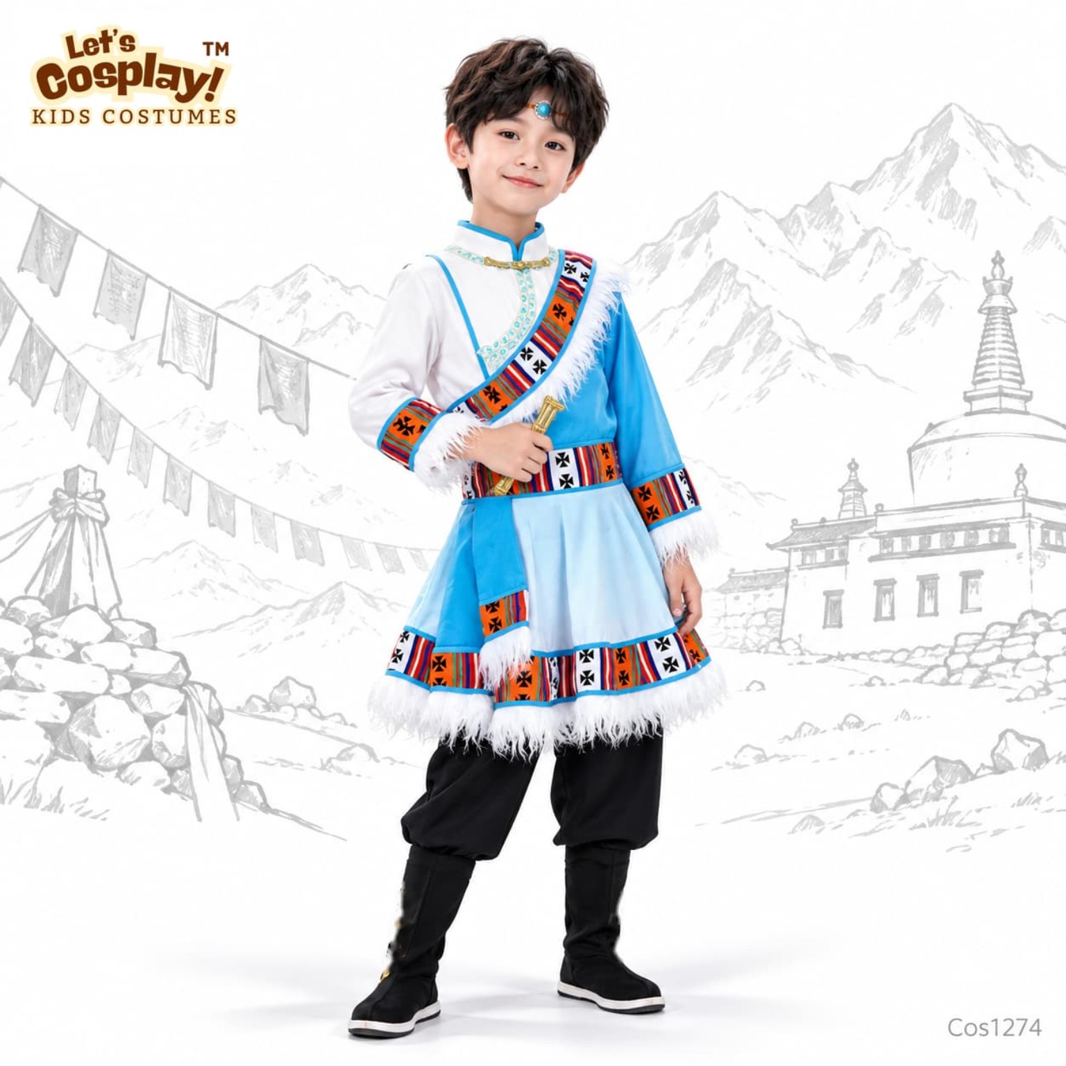 兒童藏族民族服裝 Tibetan Costume 射箭角色扮演 中華文化日 Lets Cosplay COS1274