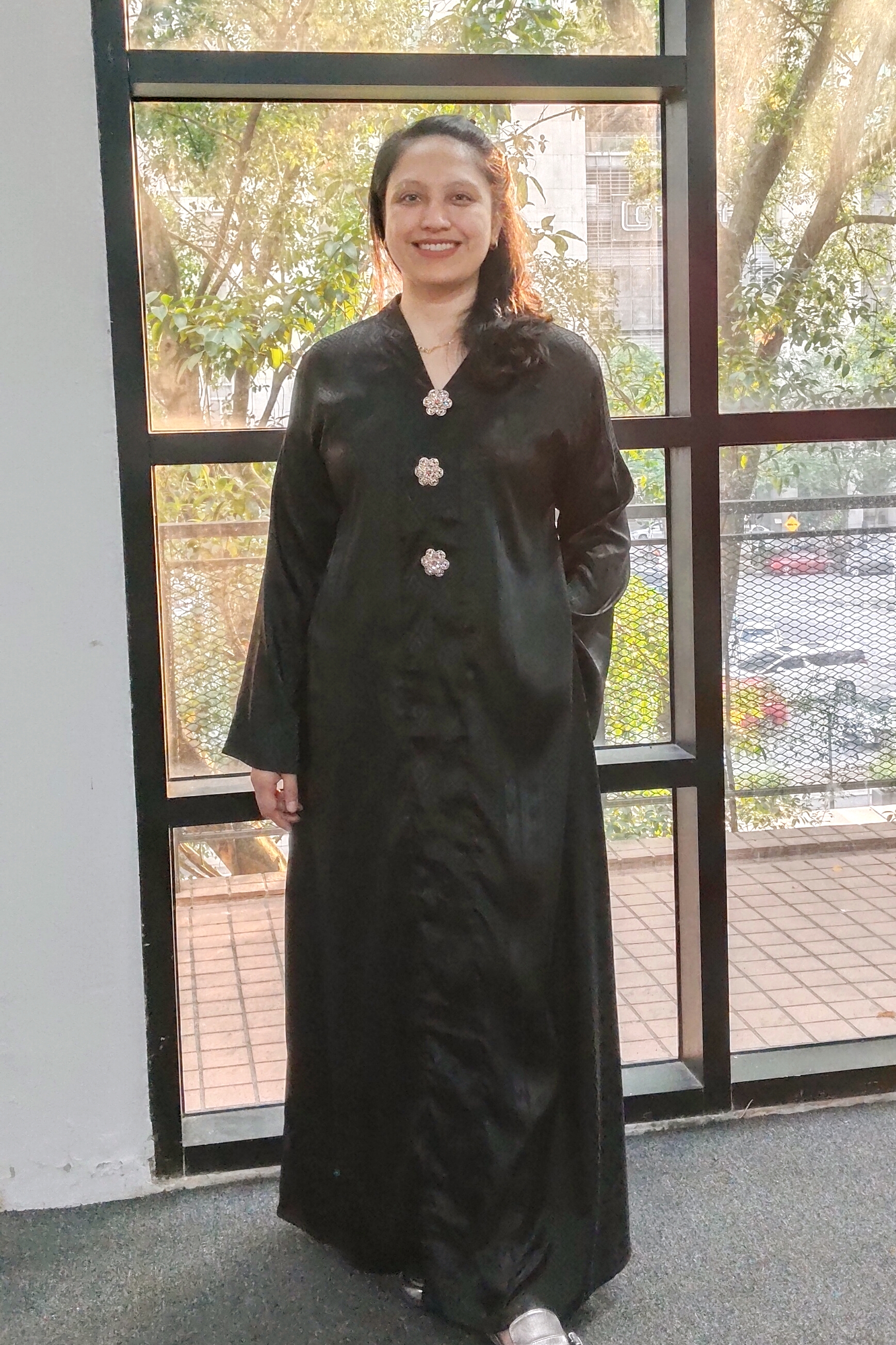 SATIN JANE DRESS - Black Texture